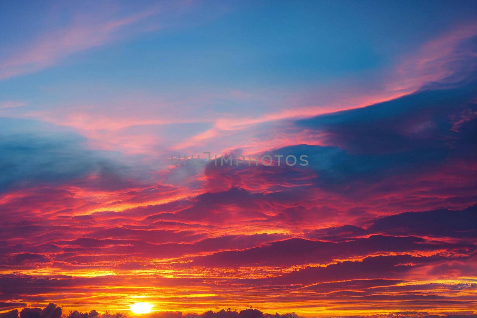 Beautiful orange sky and clouds at sunset. orange sunset, golden sky.