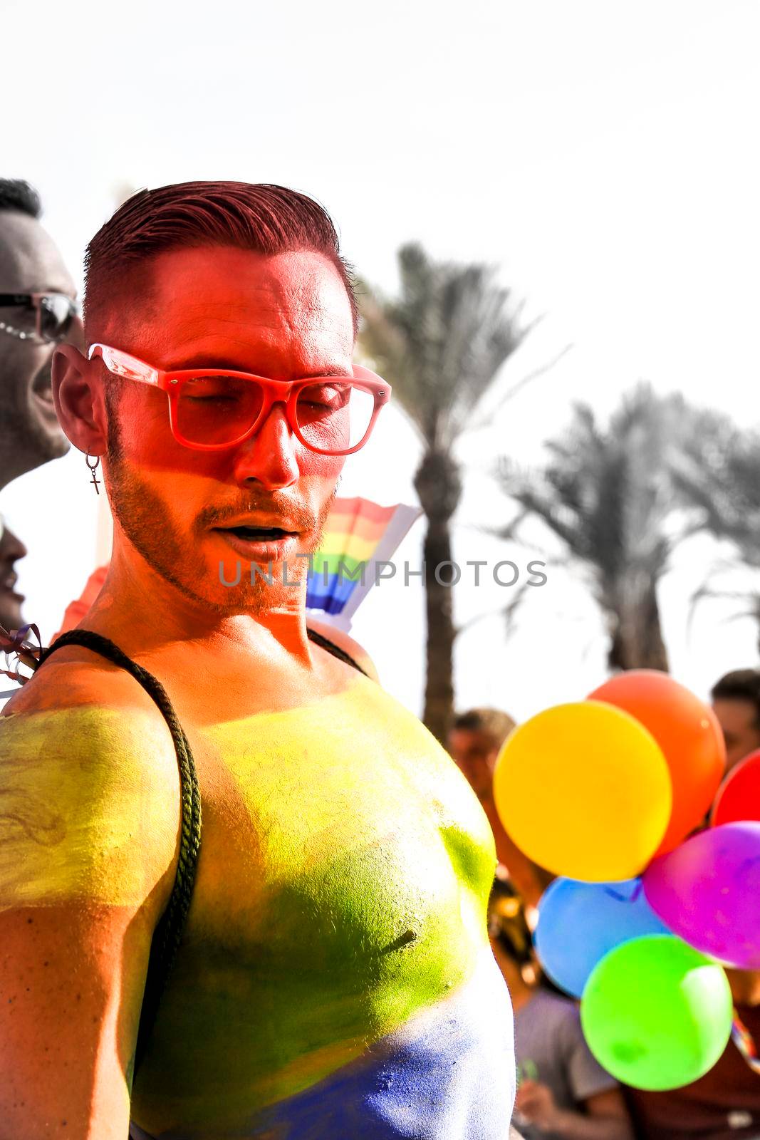 Benidorm, Alicante, Spain- September 10, 2022: People dancing and having fun at the Gay Pride Parade in Benidorm in September
