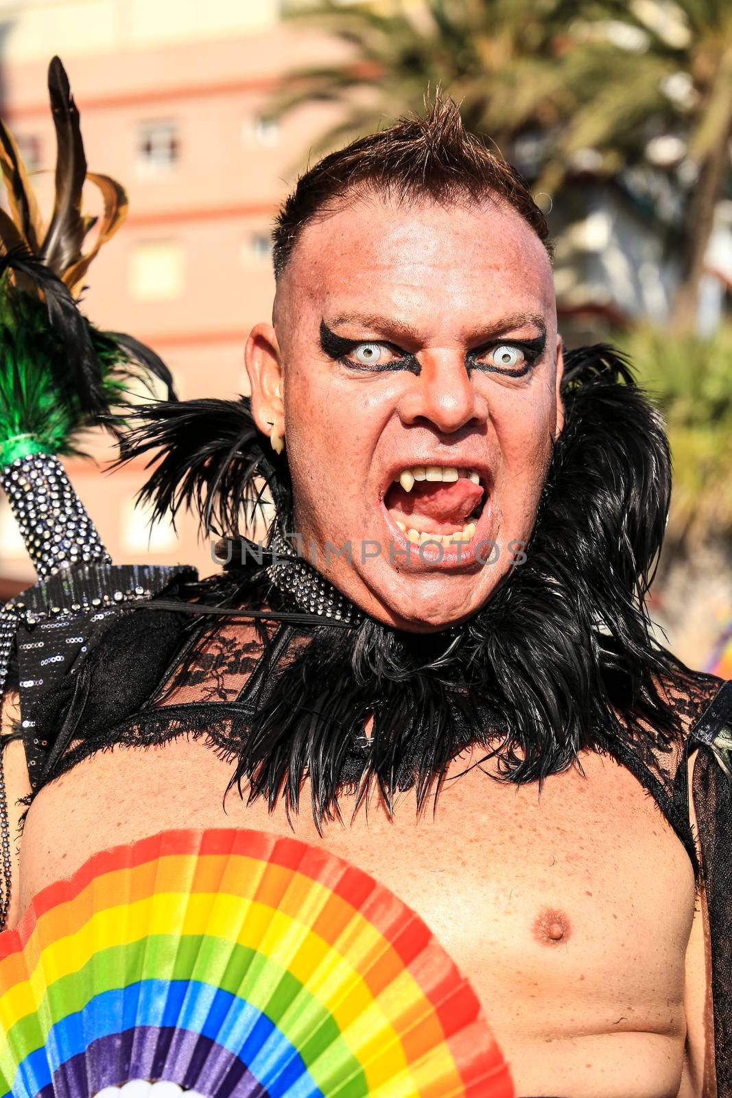 Benidorm, Alicante, Spain- September 10, 2022: People dancing and having fun at the Gay Pride Parade in Benidorm in September