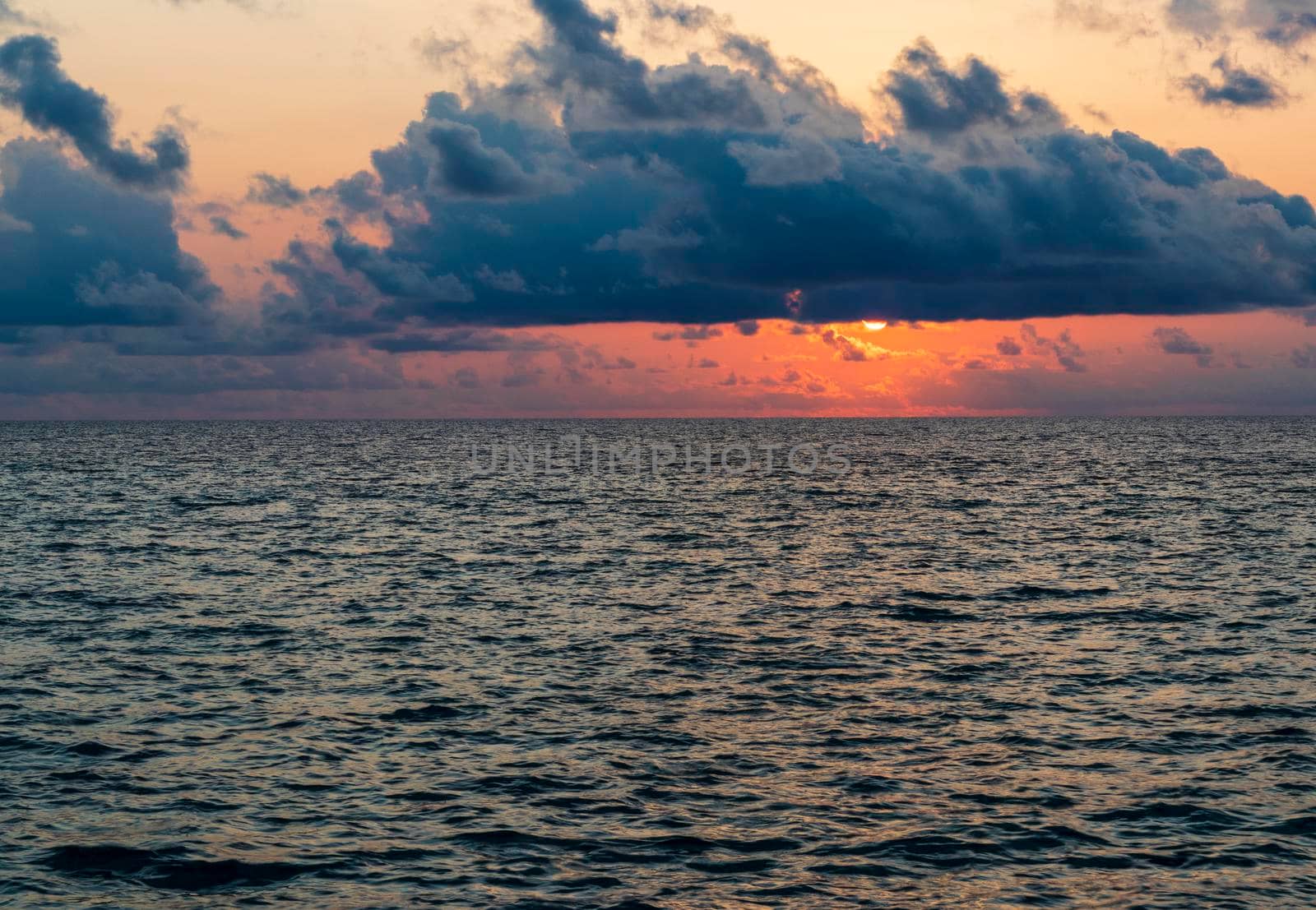 Dramatic sunset over the sea.