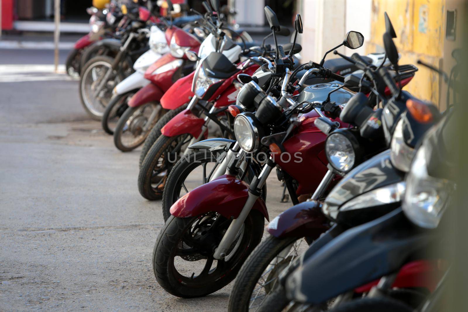 irece, bahia, brazil - september 13, 2022: Motorcycles are seen in a parking lot in the city of Irece