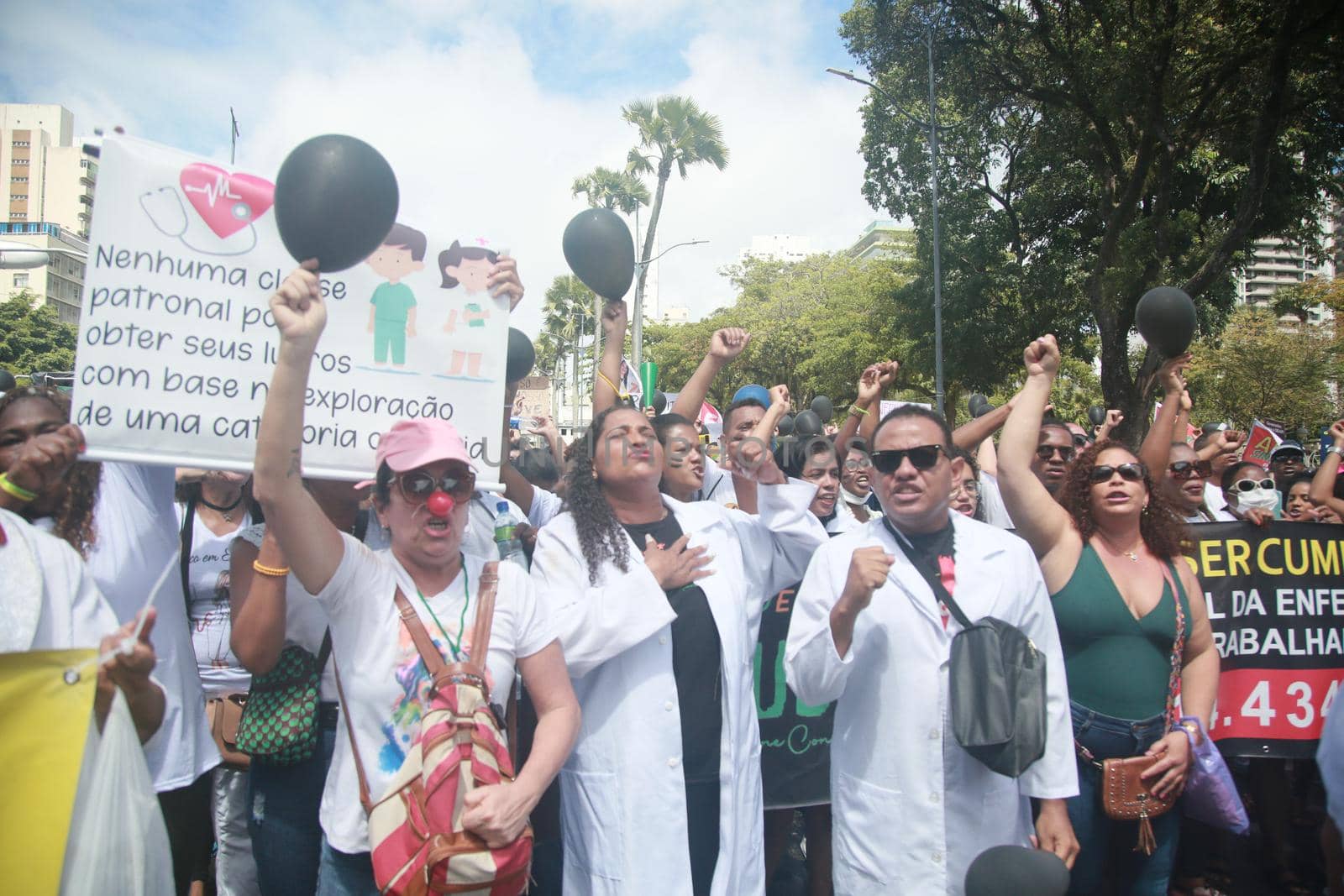 salvador, bahia, brazil - september 7, 2022: activists protest during cry of the excluded in downtown Salvador.