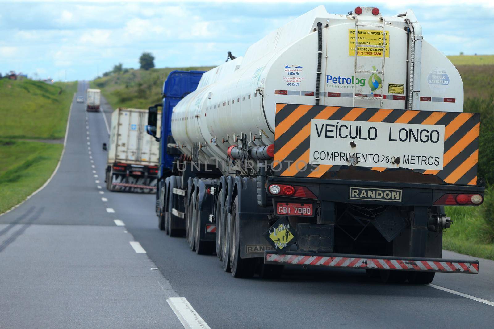 feira de santana, bahia, brazil - september 13, 2022: fuel tank truck traveling along the BR 324 highway in Feira de Santana.