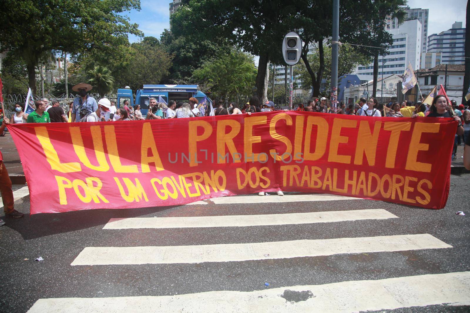 salvador, bahia, brazil - september 7, 2022: activists protest during cry of the excluded in downtown Salvador.