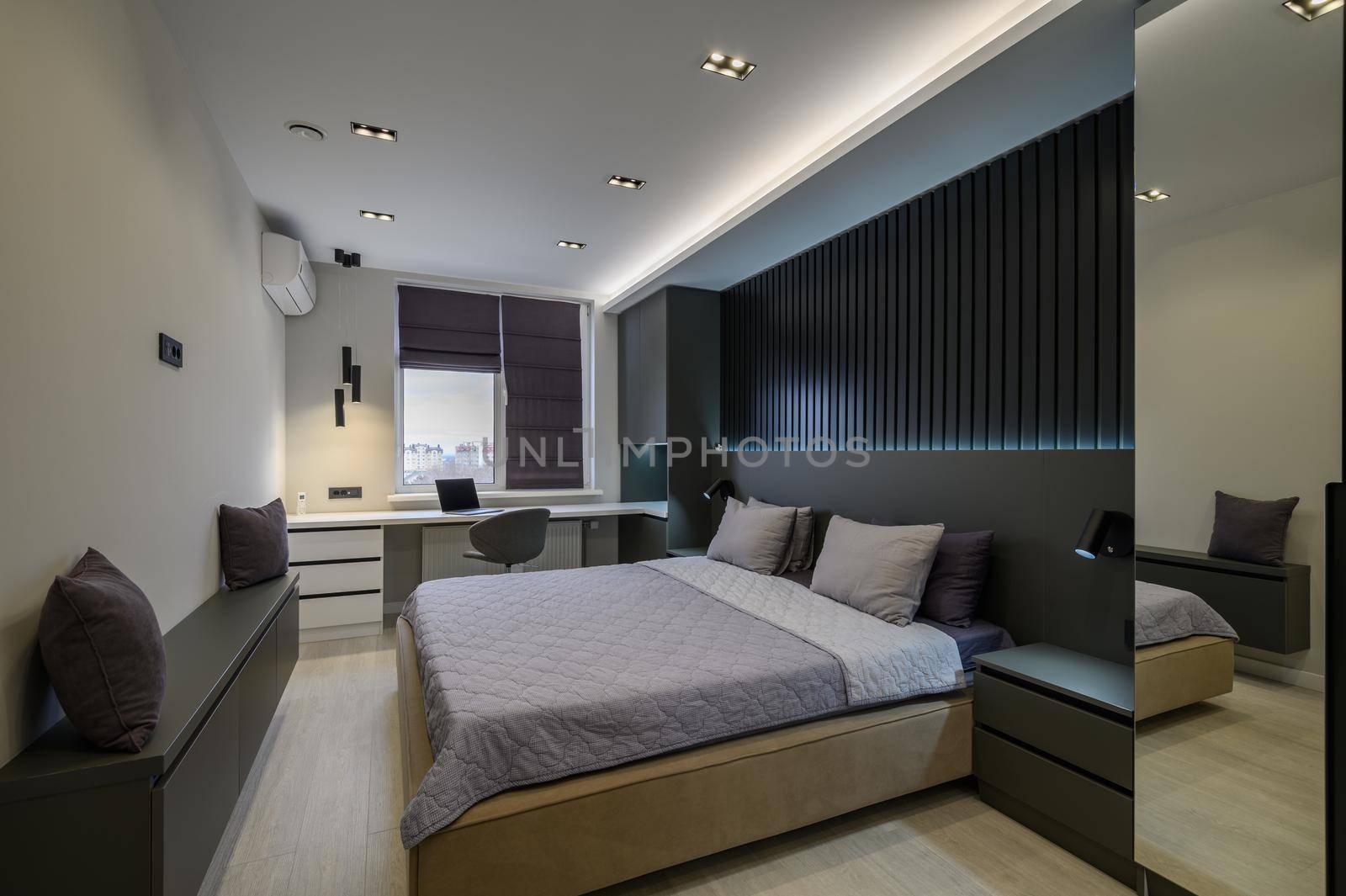 Cozy and luxury master bedroom with elegant and modern details