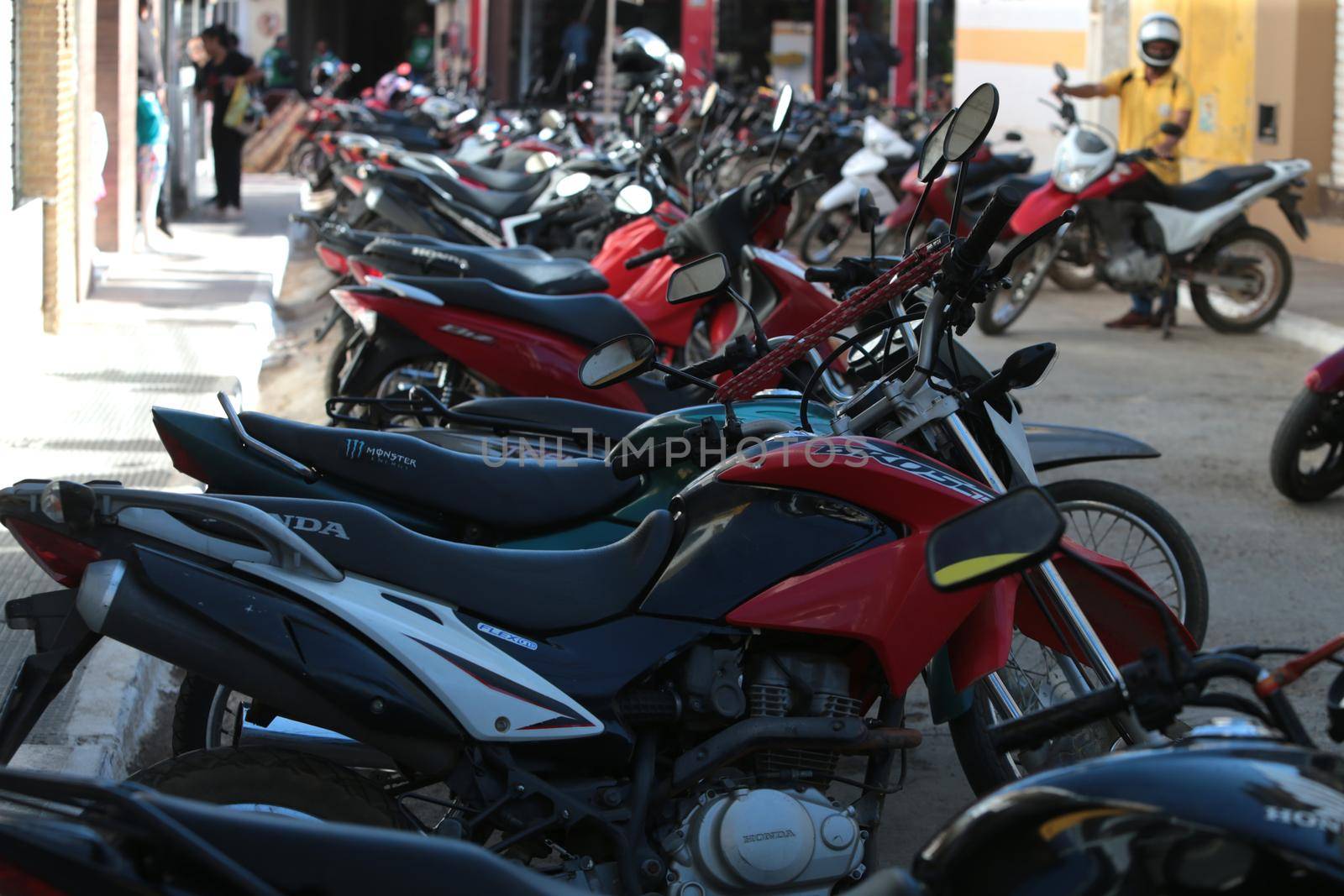 irece, bahia, brazil - september 13, 2022: Motorcycles are seen in a parking lot in the city of Irece