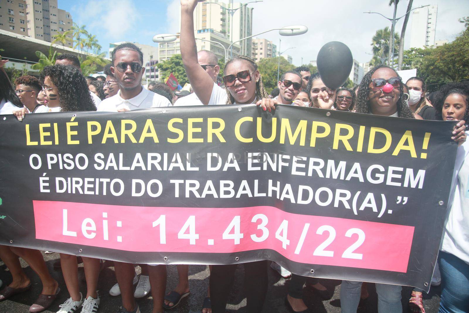 salvador, bahia, brazil - september 7, 2022: activists protest during cry of the excluded in downtown Salvador.