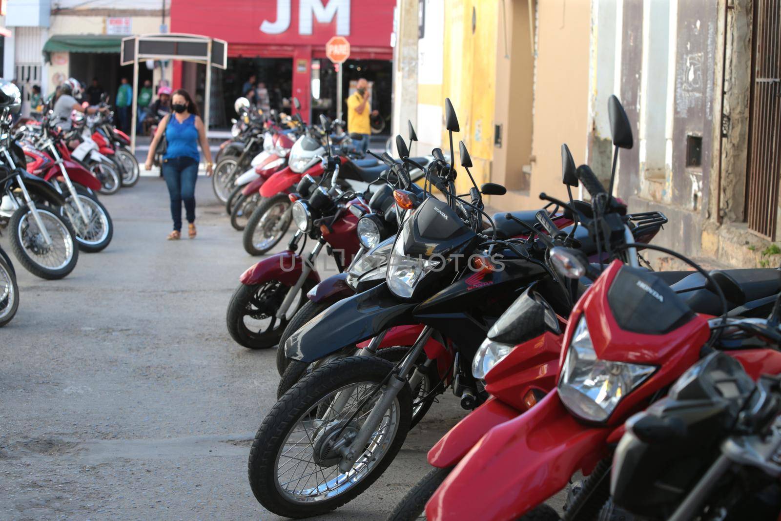 irece, bahia, brazil - september 13, 2022: Motorcycles are seen in a parking lot in the city of Irece