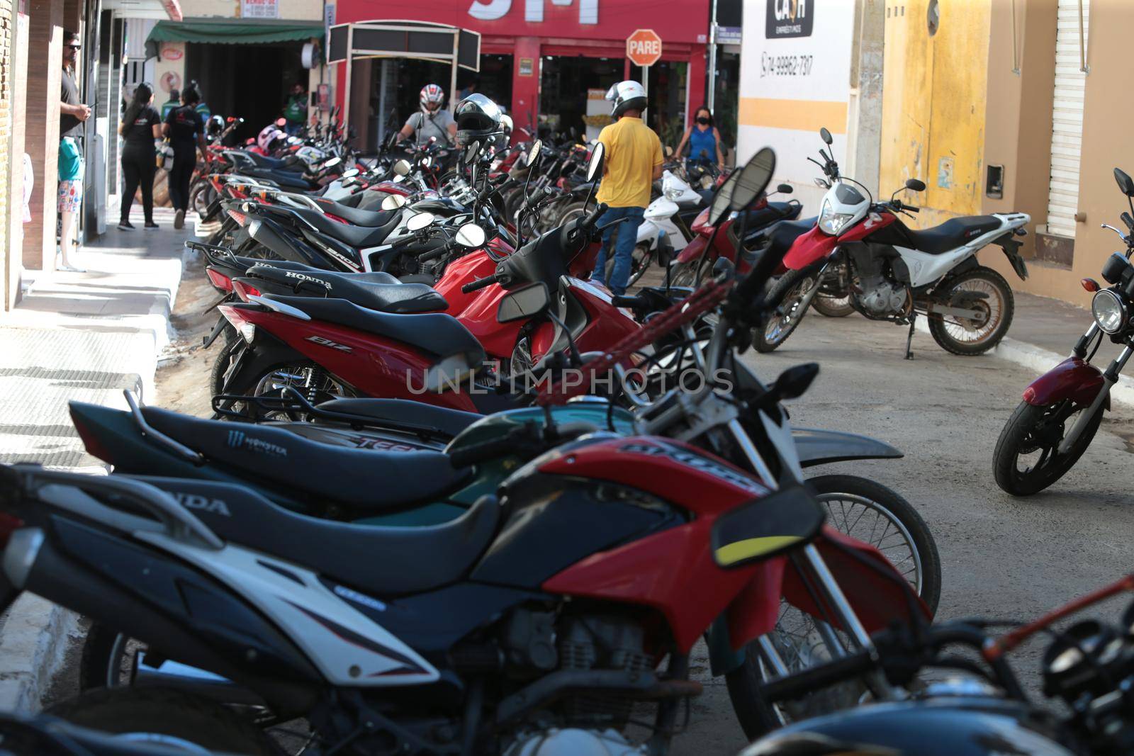 irece, bahia, brazil - september 13, 2022: Motorcycles are seen in a parking lot in the city of Irece