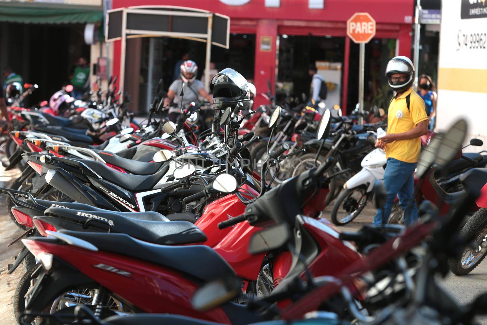 irece, bahia, brazil - september 13, 2022: Motorcycles are seen in a parking lot in the city of Irece