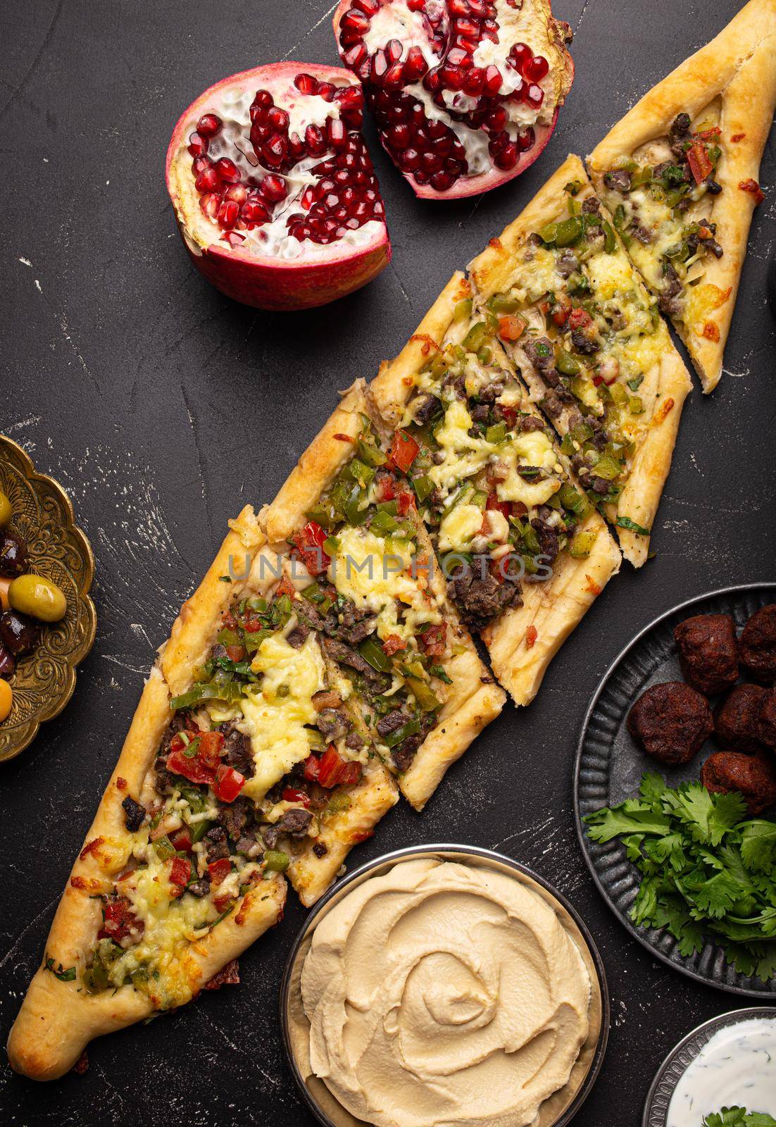 Turkish pizza pide from above by its_al_dente