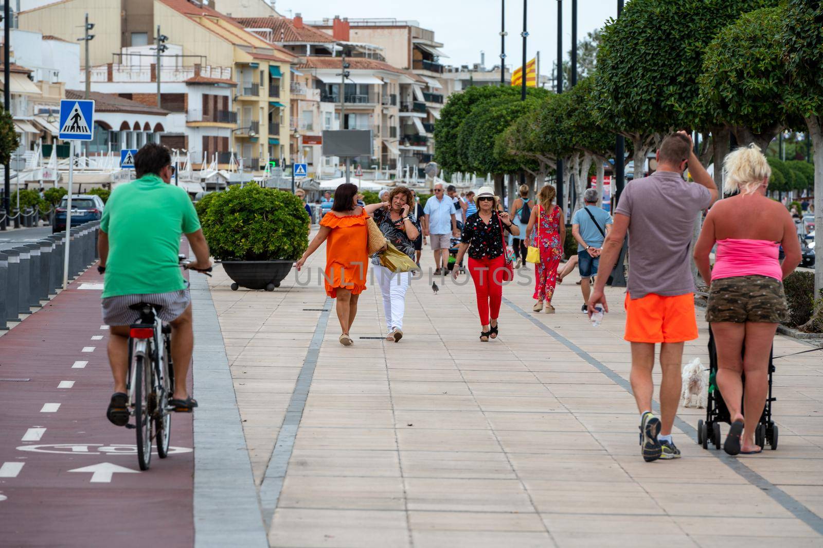 Cambrils, Spain : 2022 September 10 : Panorama at the end of summer in the tourist city of Cambrils in Catalonia in the summer of 2022.