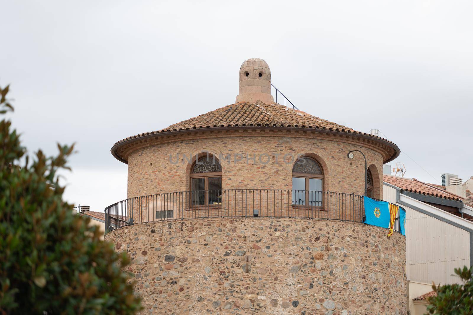 Cambrils, Spain : 2022 September 10 : The Torre del Port is an icon of Cambrils, located in front of the sea in the summer of 2022.