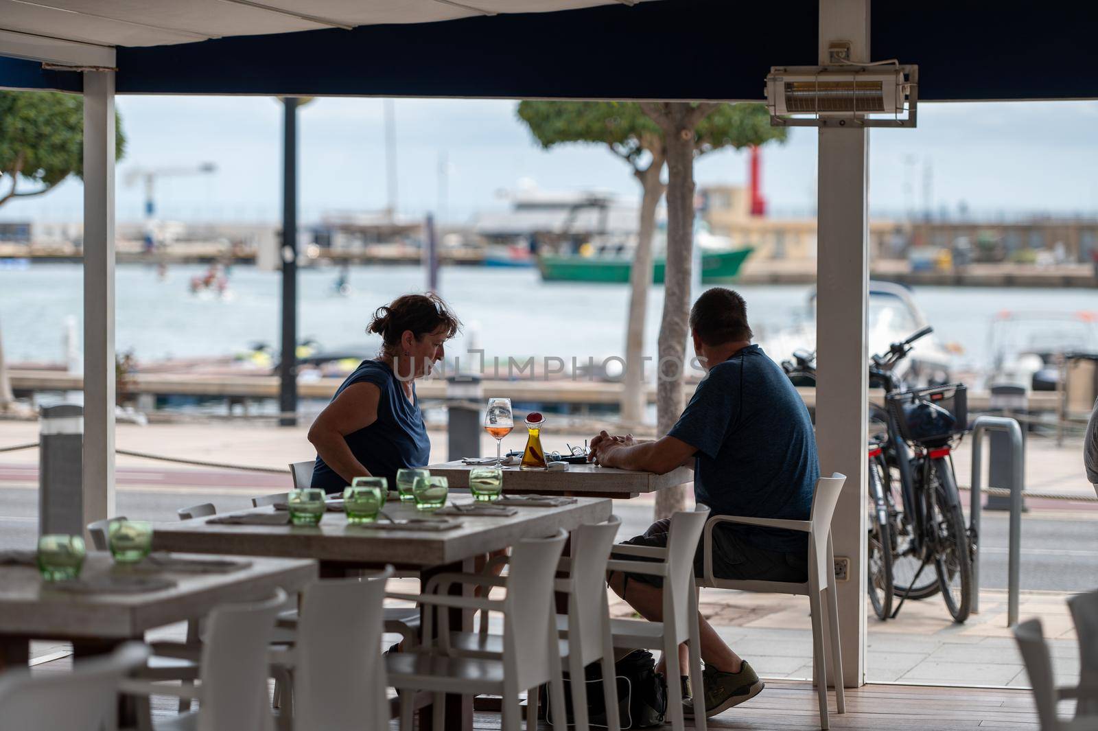 Cambrils, Spain : 2022 September 10 : Panorama at the end of summer in the tourist city of Cambrils in Catalonia in the summer of 2022.