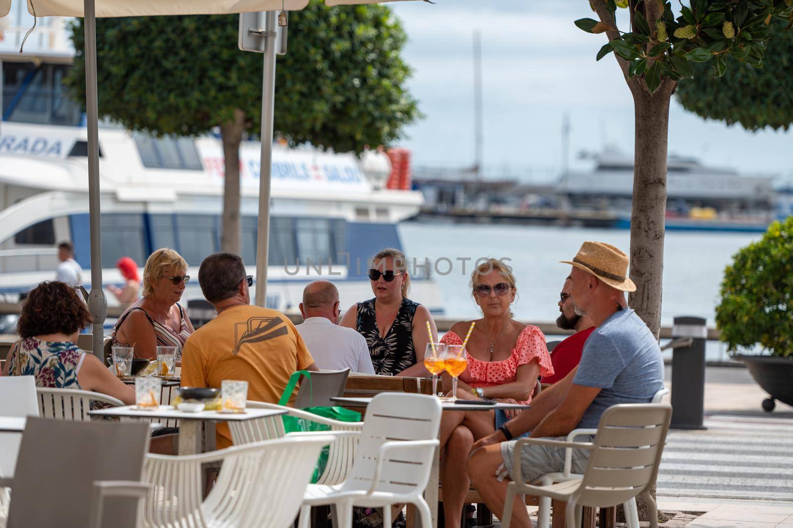 Cambrils, Spain : 2022 September 10 : Panorama at the end of summer in the tourist city of Cambrils in Catalonia in the summer of 2022.
