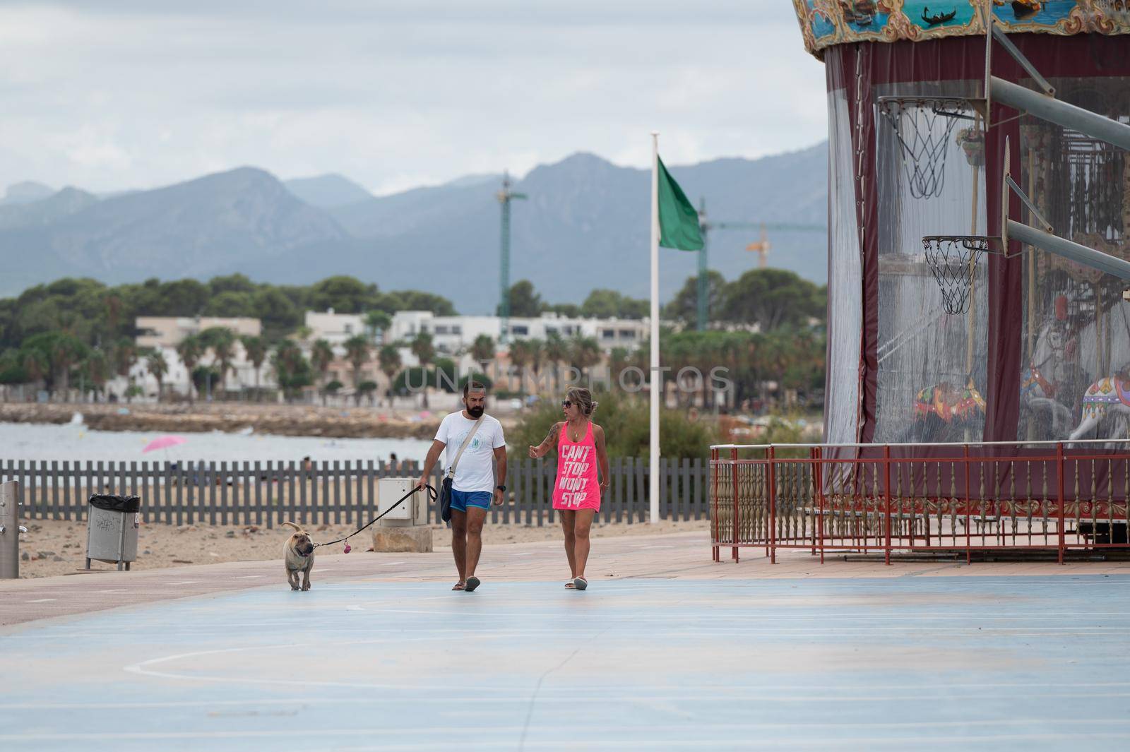 Cambrils, Spain : 2022 September 10 : Panorama at the end of summer in the tourist city of Cambrils in Catalonia in the summer of 2022.