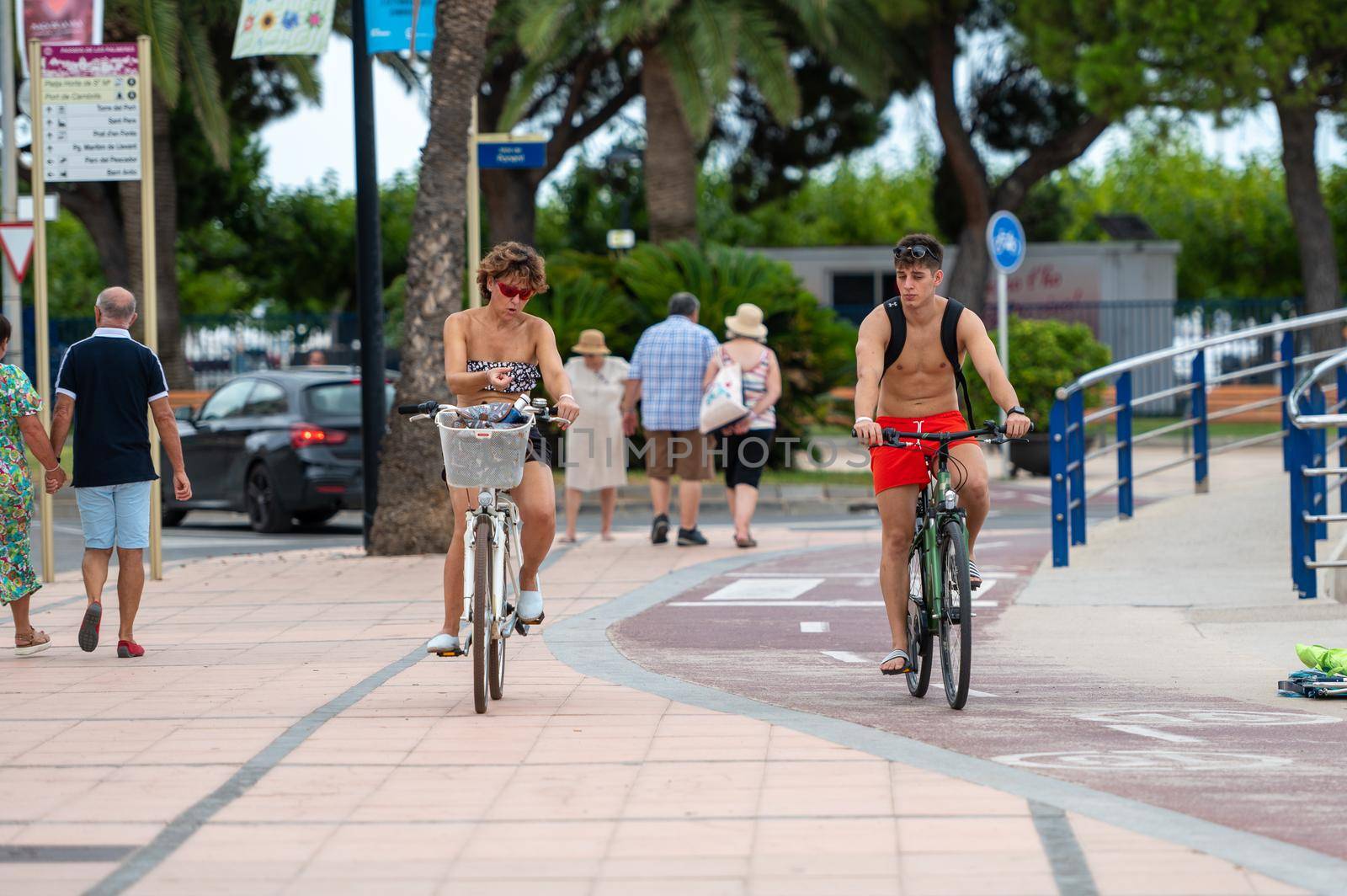 Cambrils, Spain : 2022 September 10 : Panorama at the end of summer in the tourist city of Cambrils in Catalonia in the summer of 2022.