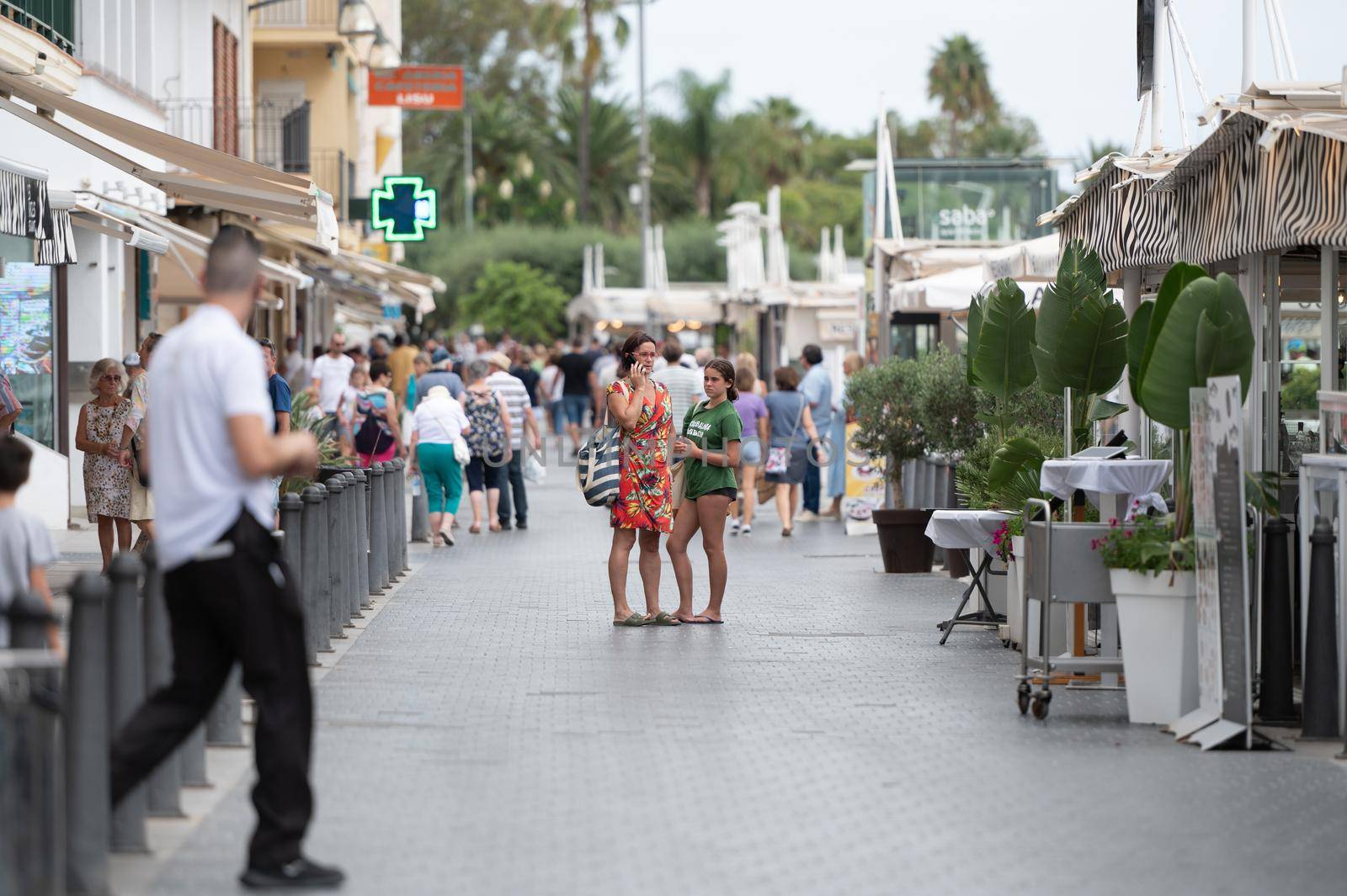 Cambrils, Spain : 2022 September 10 : Panorama at the end of summer in the tourist city of Cambrils in Catalonia in the summer of 2022.