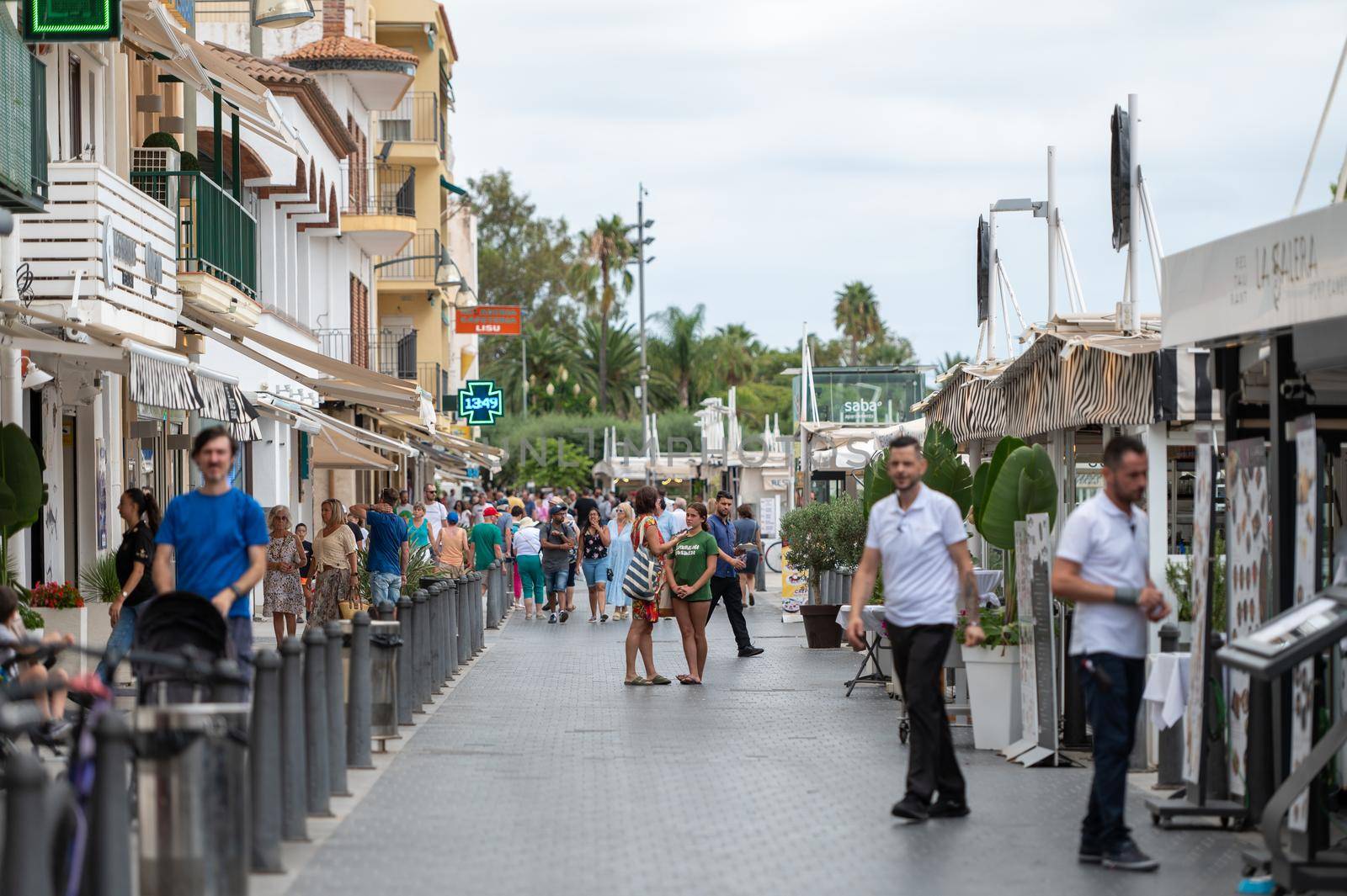 Cambrils, Spain : 2022 September 10 : Panorama at the end of summer in the tourist city of Cambrils in Catalonia in the summer of 2022.
