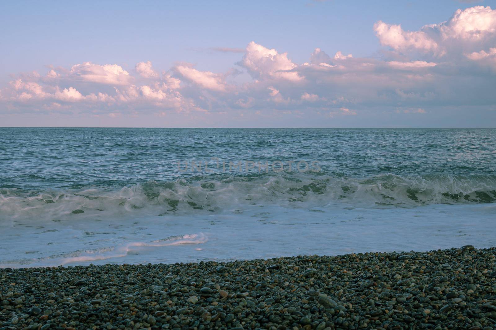 Small seaside waves near the coastline of the Black Sea.