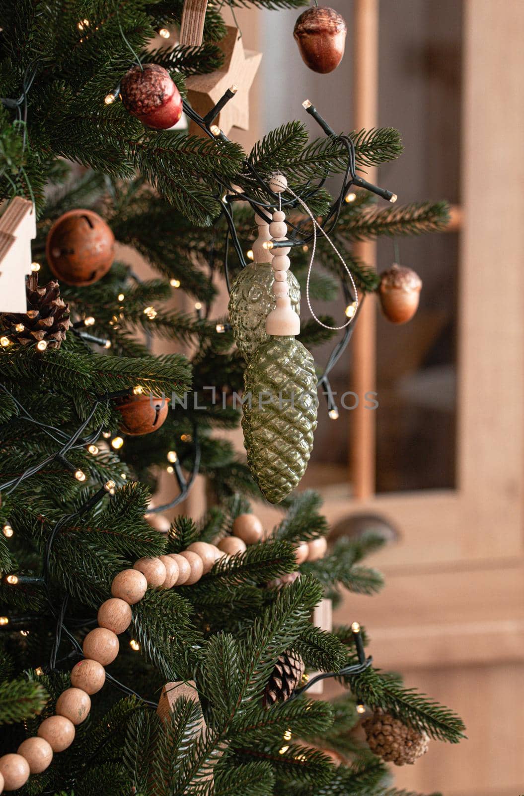 Christmas tree close-up on kitchen copy space by its_al_dente