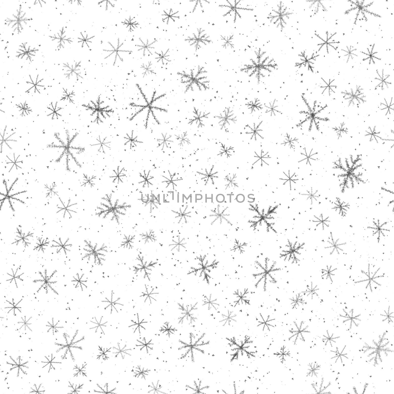 Hand Drawn Snowflakes Christmas Seamless Pattern. Subtle Flying Snow Flakes on chalk snowflakes Background. Amusing chalk handdrawn snow overlay. Lovely holiday season decoration.