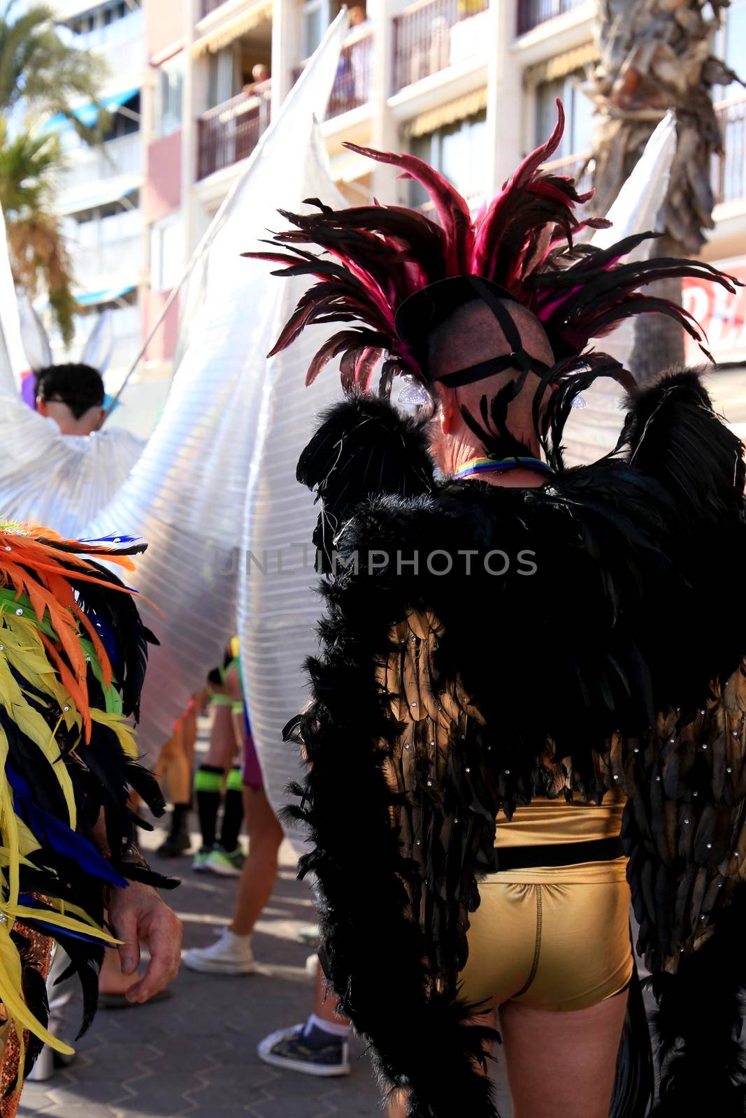 Benidorm, Alicante, Spain- September 10, 2022: People dancing and having fun at the Gay Pride Parade in Benidorm in September