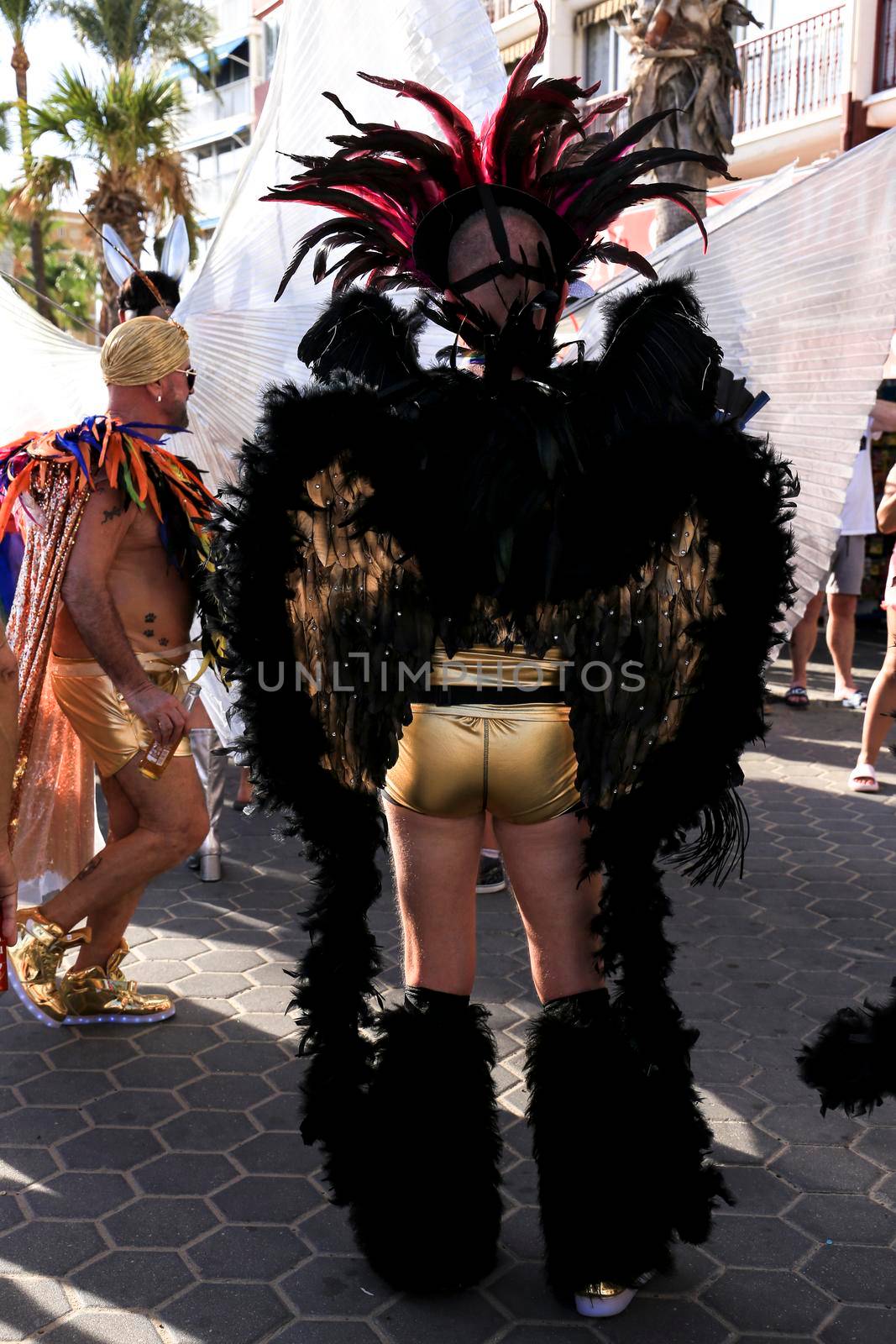 Benidorm, Alicante, Spain- September 10, 2022: People dancing and having fun at the Gay Pride Parade in Benidorm in September