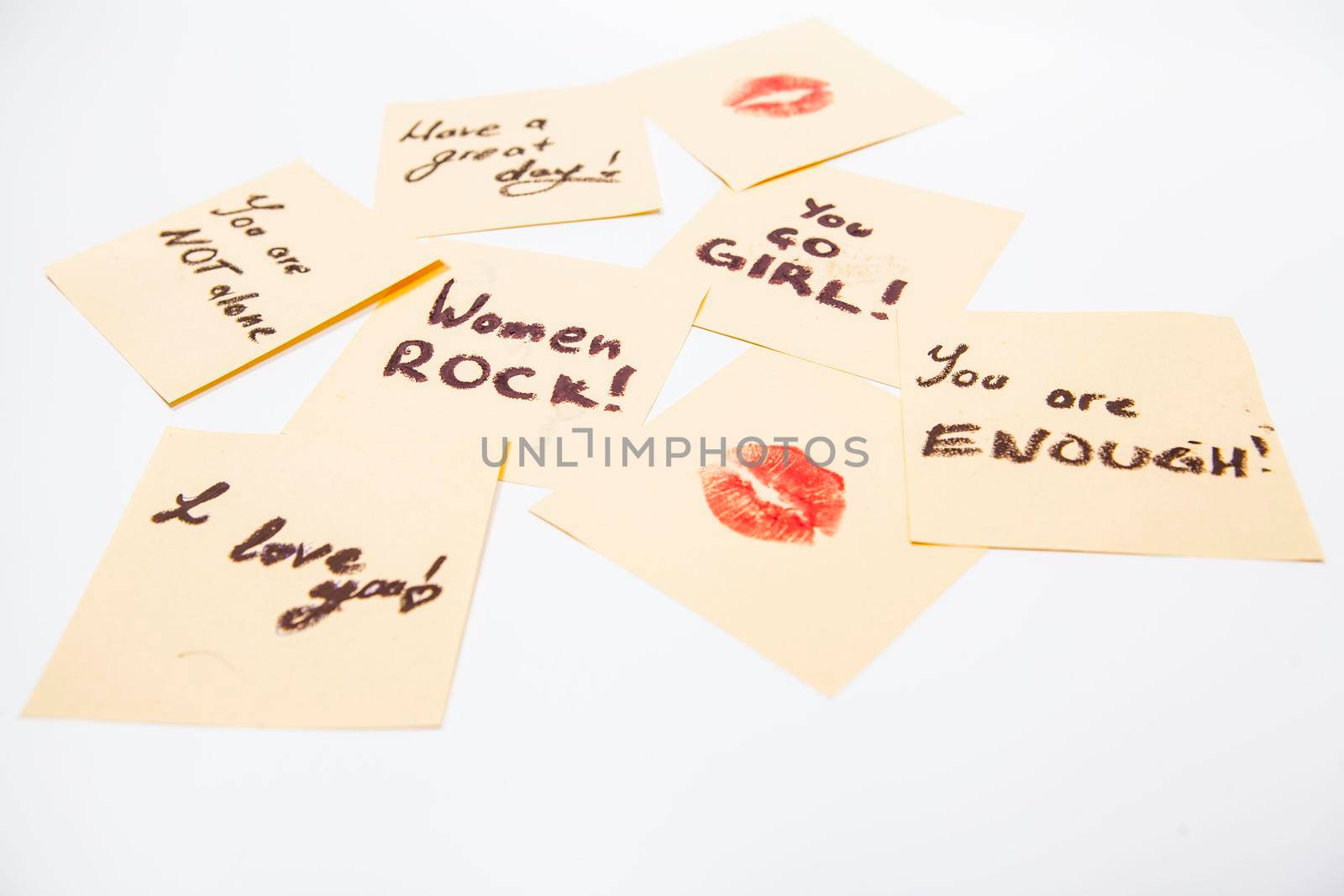 Handwritten inspirational notes empowering women