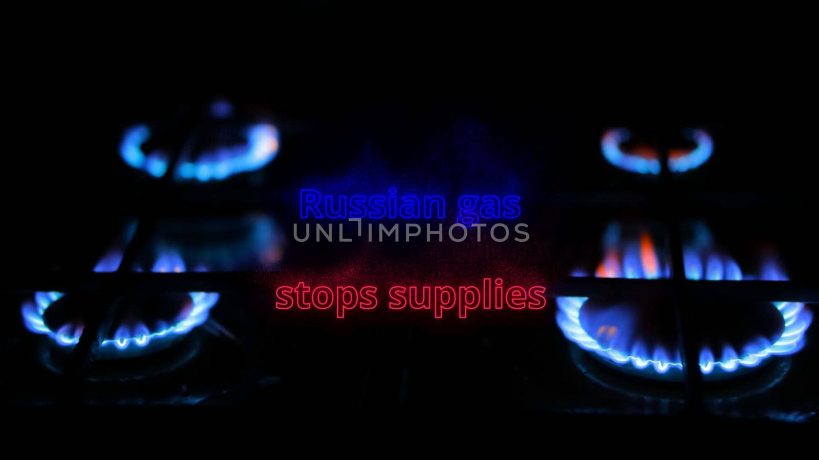 natural gas in the stove, stopping the supply of natural gas from Russia, selective focus. by vadiar