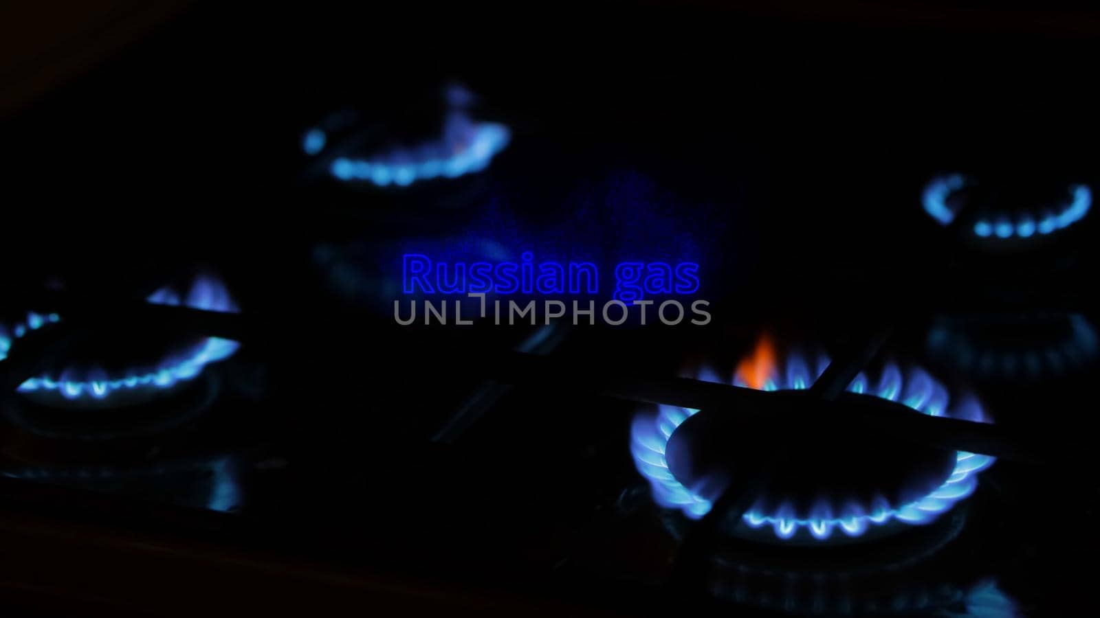 natural gas in the stove, stopping the supply of natural gas from Russia, selective focus