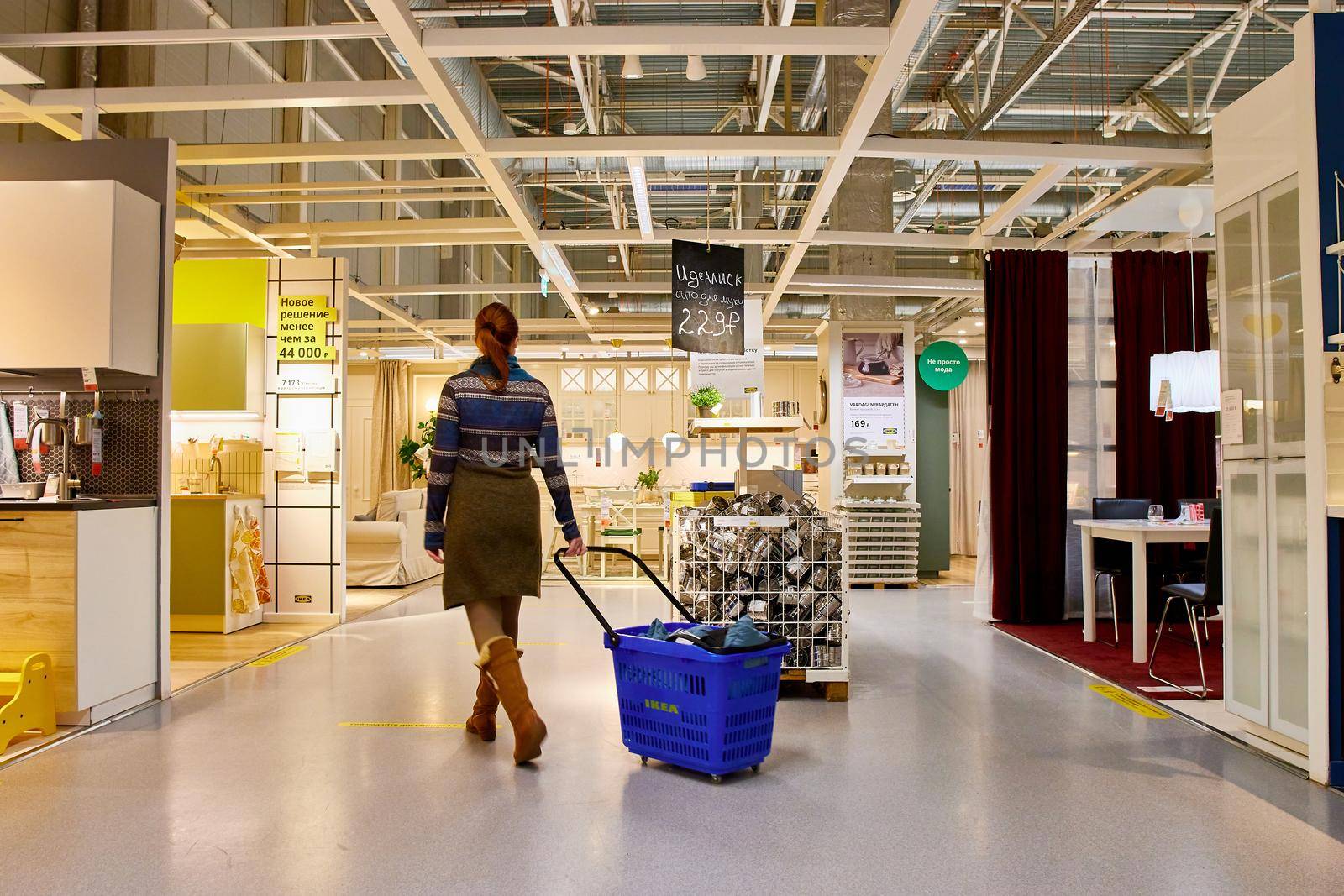 SAMARA, RUSSIA - JANUARY 10, 2022: Ikea store interior. people are shopping. IKEA is the world's largest furniture retailer by vadiar