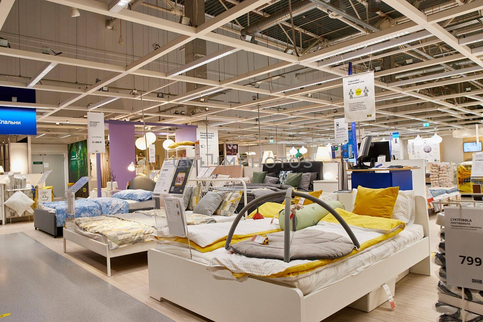 SAMARA, RUSSIA - JANUARY 10, 2022: Ikea store interior. people are shopping. IKEA is the world's largest furniture retailer by vadiar