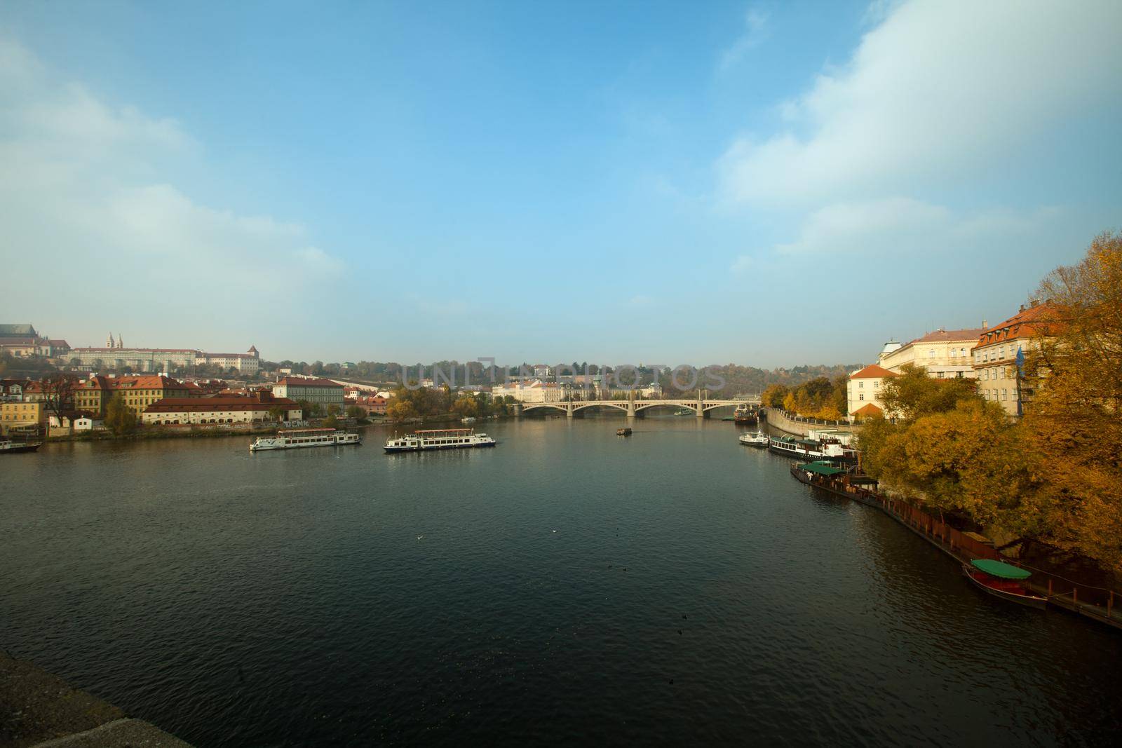 Karlov most - Prague historical bridge over vltava river