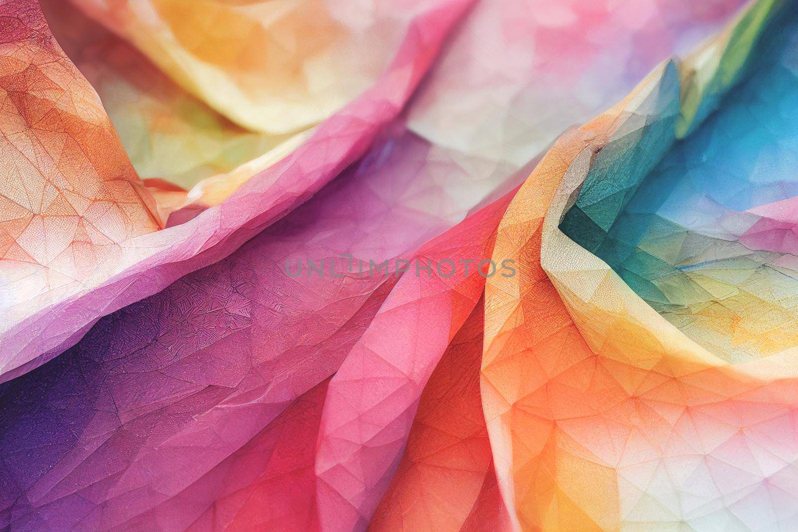 3D render of undulating fabric creamy colors with complex texture. Silk fabric beige organza macro texture abstract background.