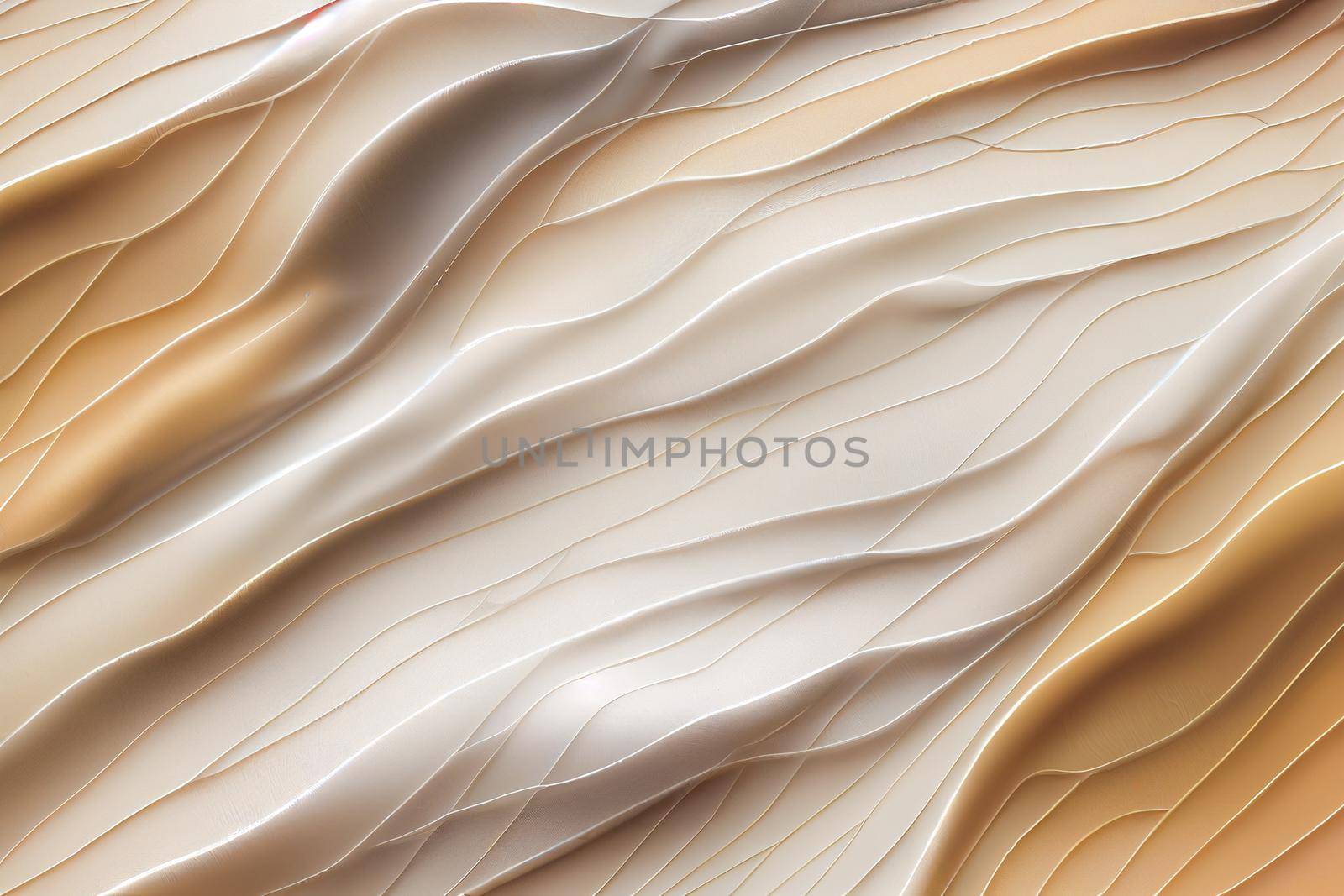 Undulating fabric creamy colors with complex texture. Silk fabric beige macro texture background. by FokasuArt