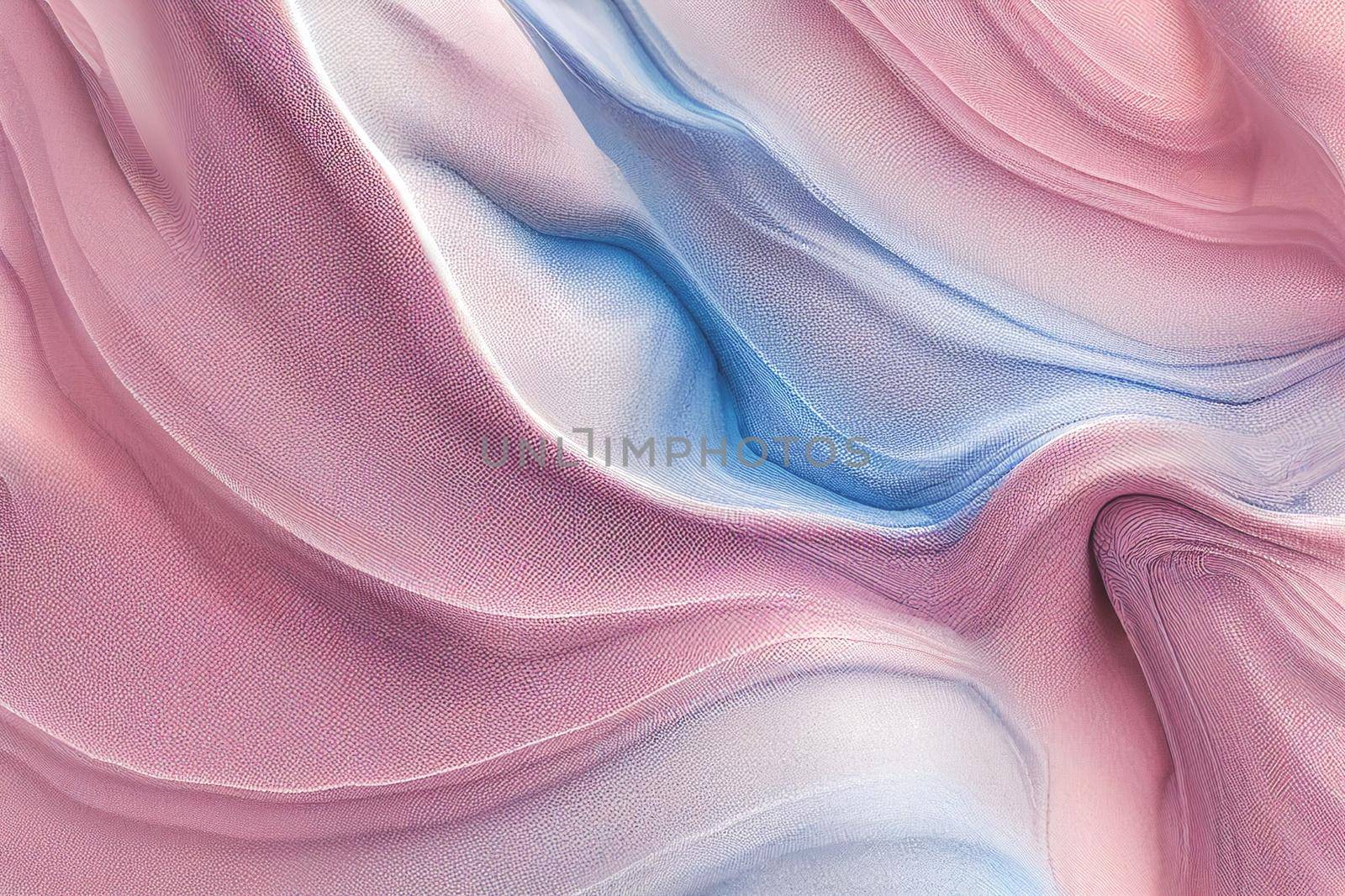 3D render of undulating fabric creamy colors with complex texture. Silk fabric beige organza macro texture abstract background.