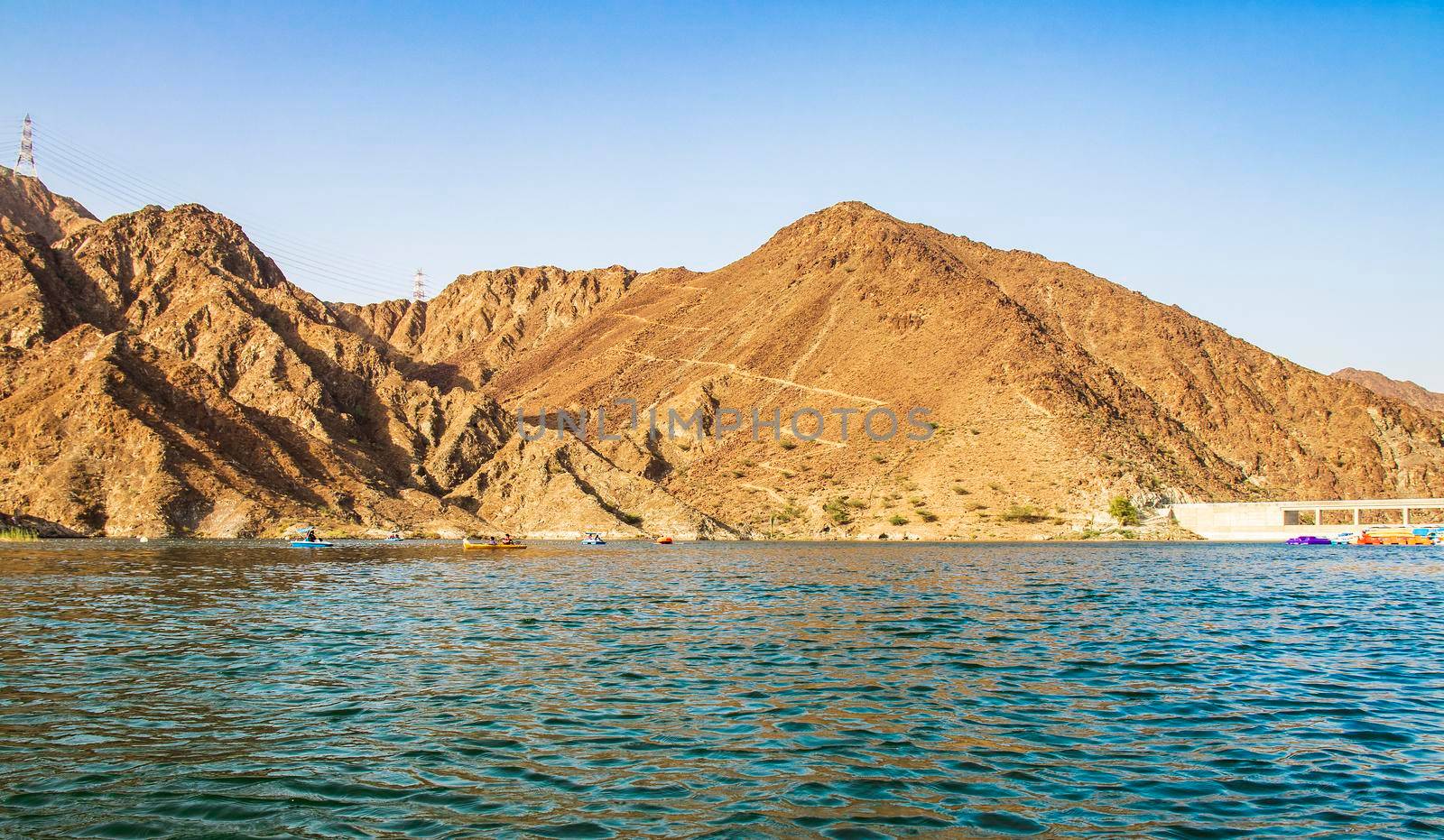 Mountains surrounding Al Al Rafisah Dam in Sharjah Emirate. Outdoor by pazemin