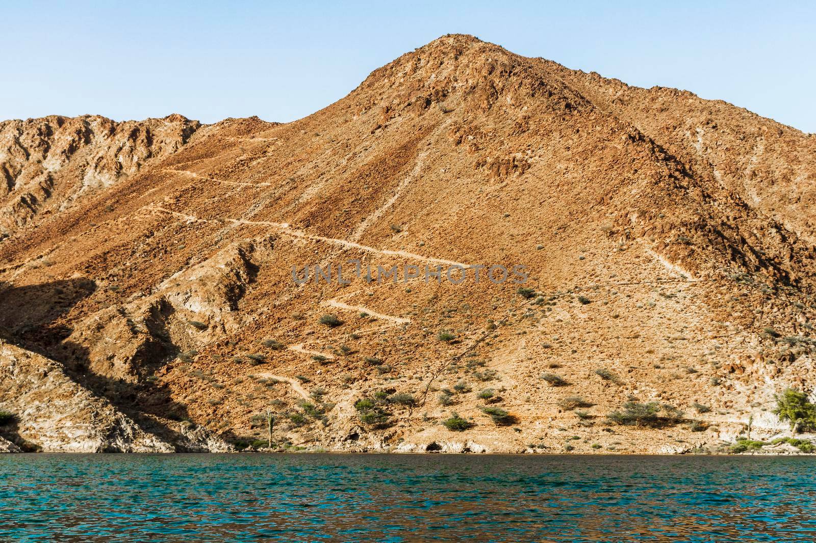 Mountains surrounding Al Al Rafisah Dam in Sharjah Emirate. Outdoor by pazemin