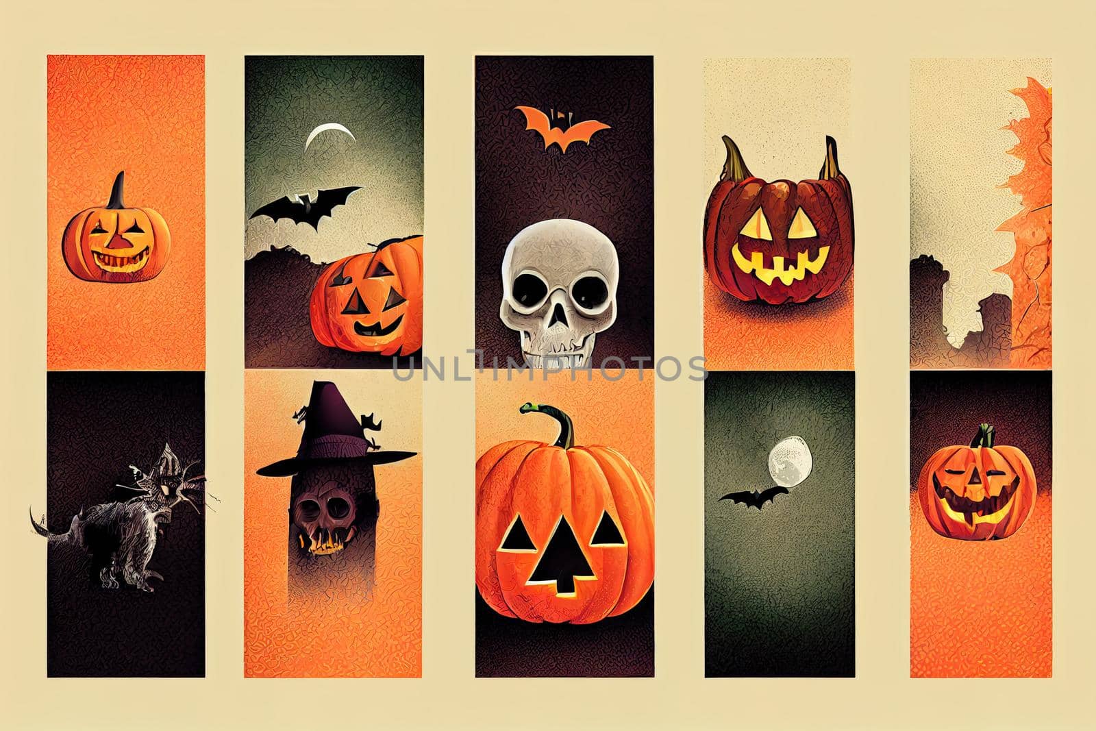 A set of assorted illustrations for Halloween by 2ragon