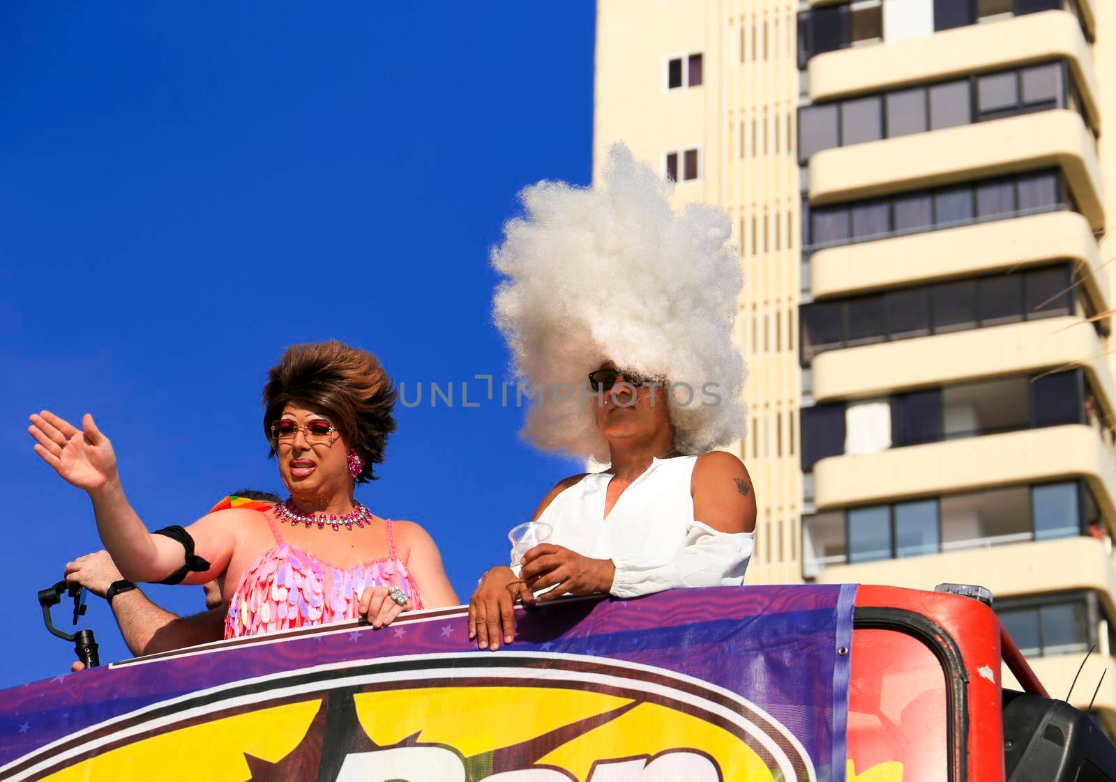 Benidorm, Alicante, Spain- September 10, 2022: People dancing and having fun at the Gay Pride Parade in Benidorm in September