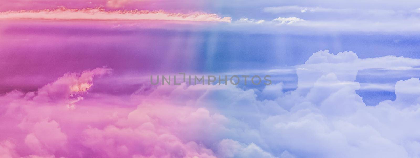 Magical dream, nature backdrop and spiritual holiday concept - Dreamy surreal sky as abstract art, fantasy pastel colours background for modern design