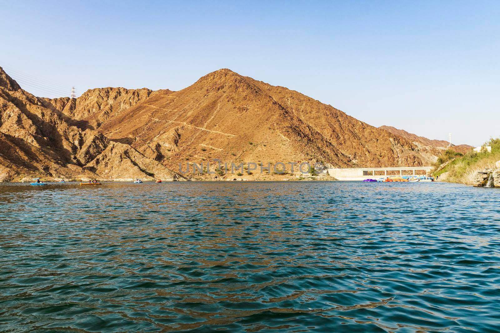 Mountains surrounding Al Al Rafisah Dam in Sharjah Emirate. Outdoor by pazemin