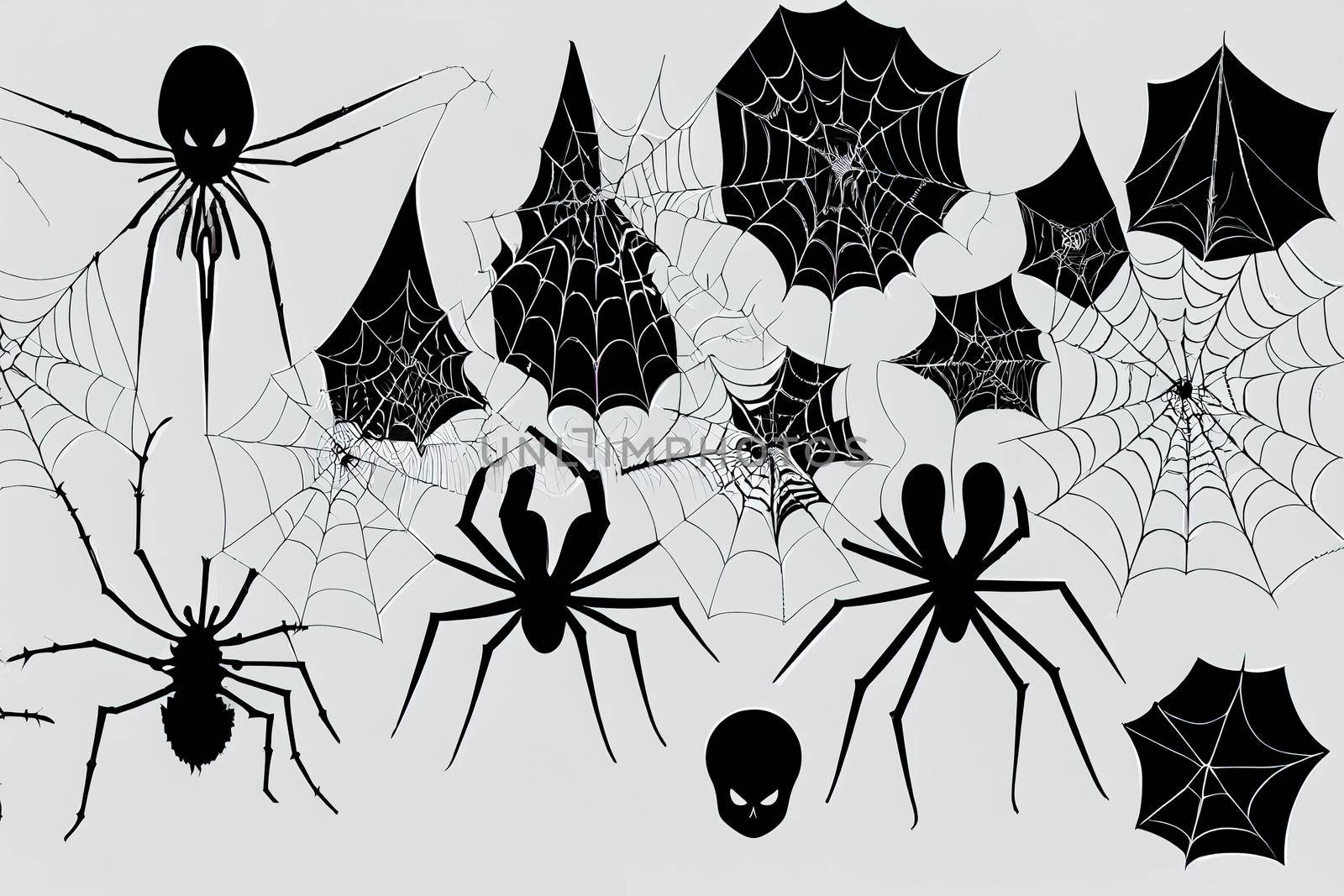 Collection of Cobweb, isolated on black, white background by 2ragon