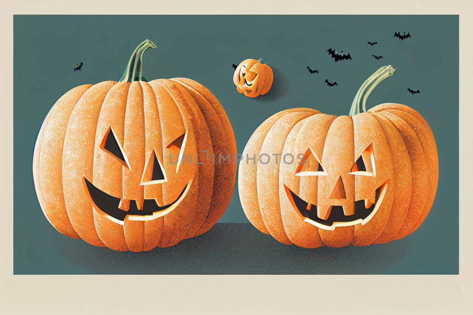 Cute halloween pumpkins, Isolated on white background, Flat style illustration, 2d style, illustration, design v2