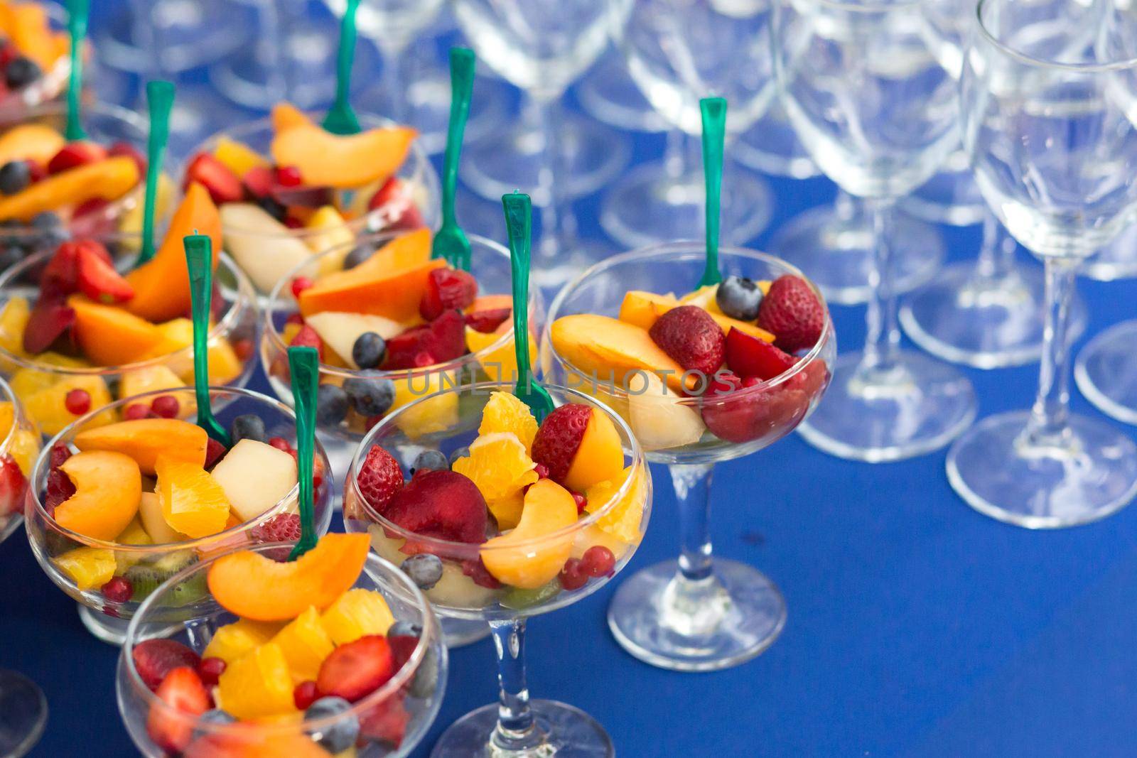 Fruit desserts on the table for a festive event or dinner