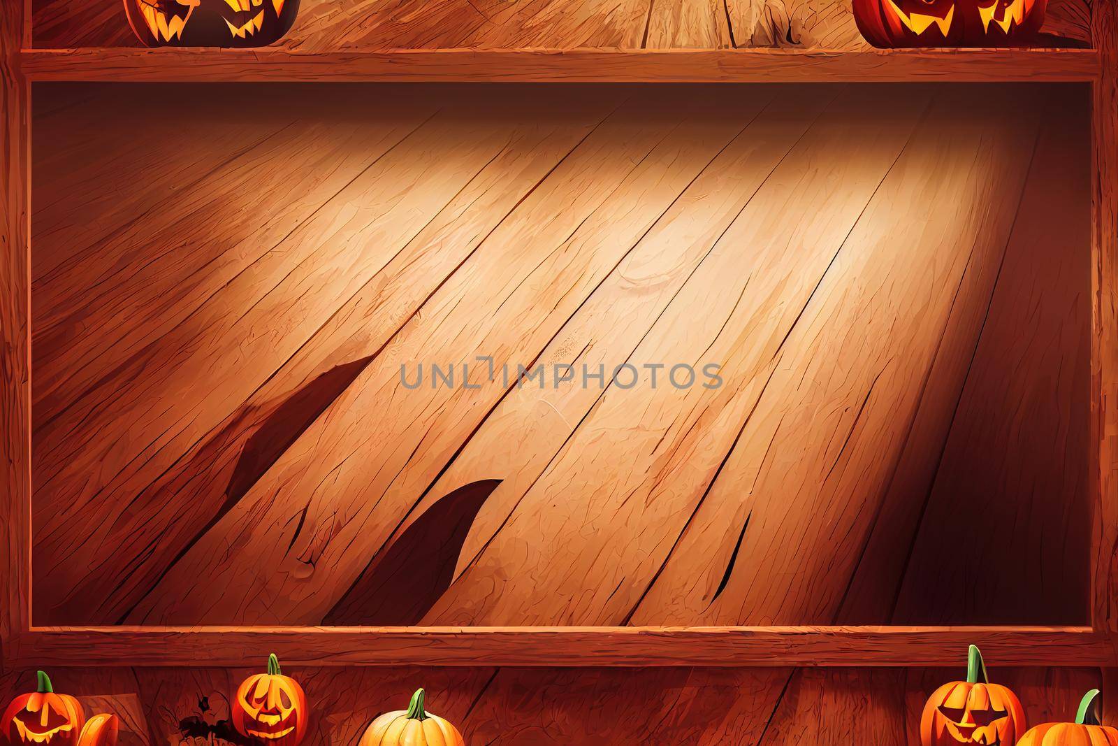 Empty wooden table - Halloween background ,toon style by 2ragon