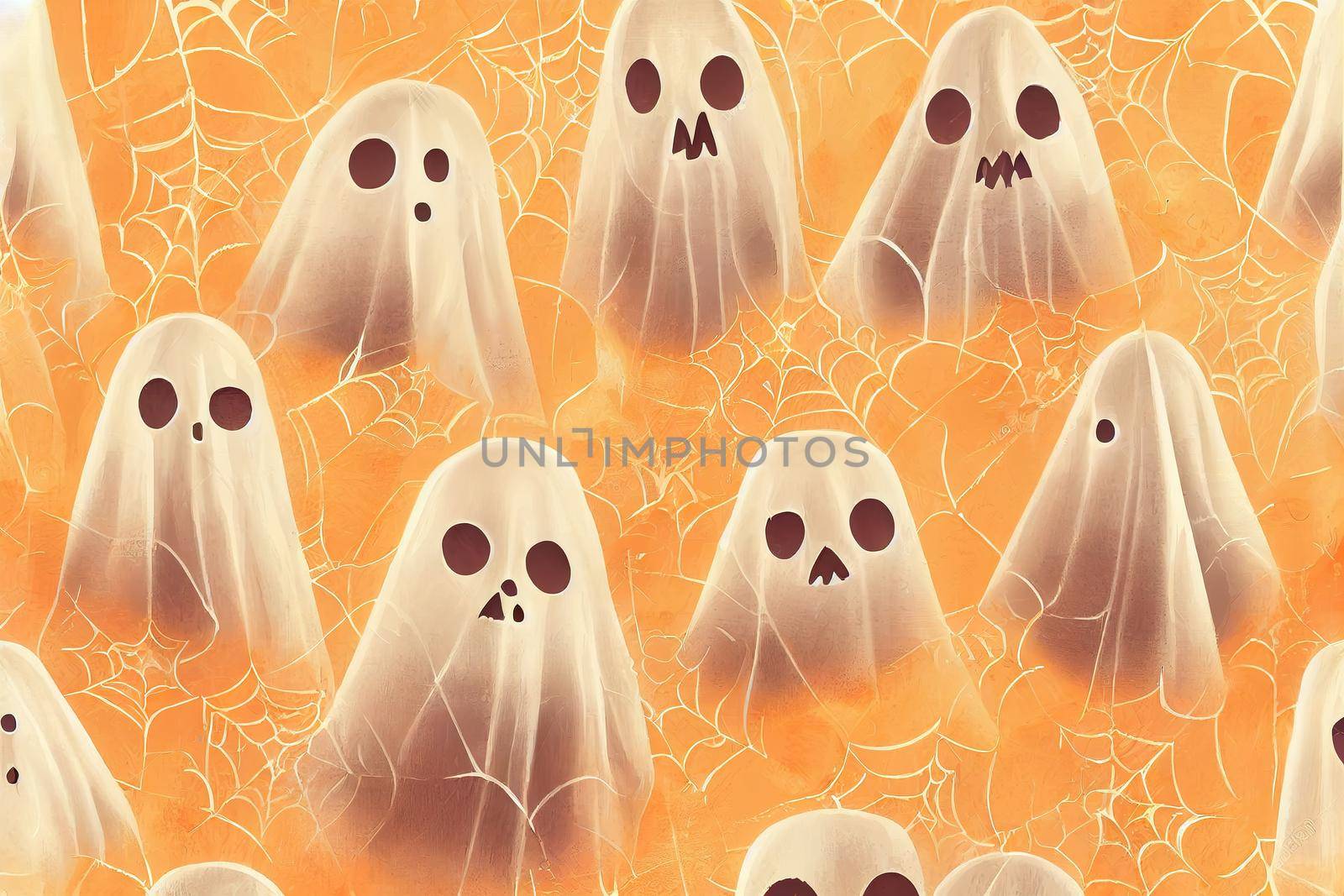 Ghost icons, Halloween seamless pattern wallpaper background painting v2