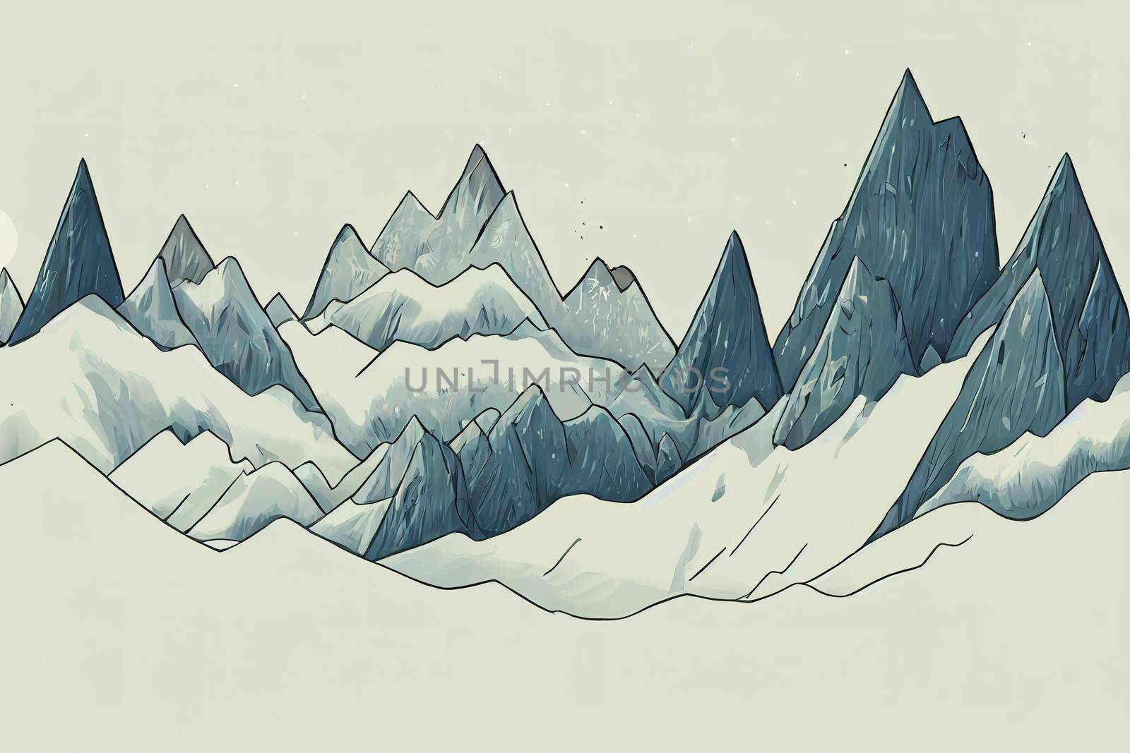 Many mountains, naturally on a white background v1