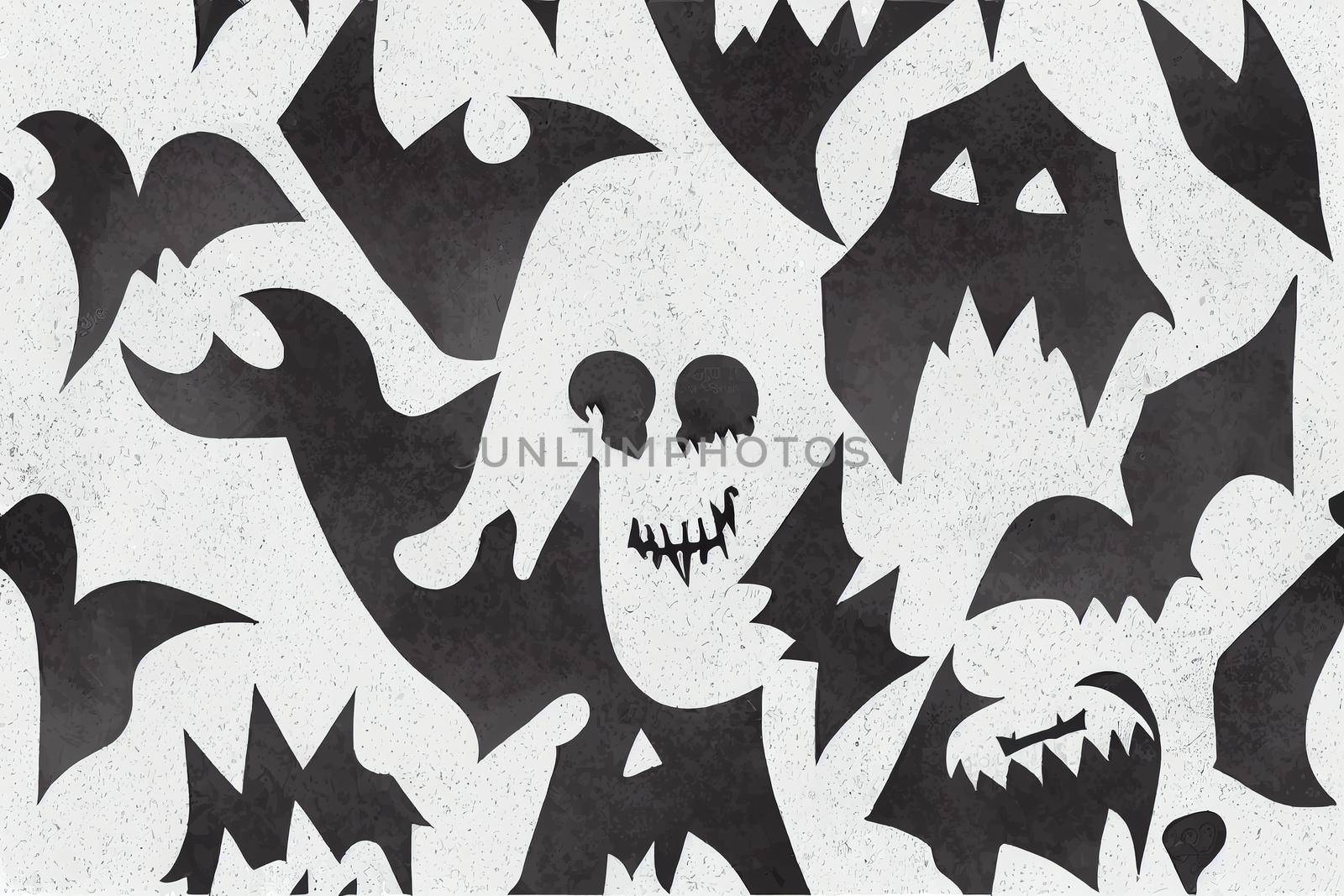 Ghost pattern Halloween spooky wallpaper scarf isolated tile background devil evil cartoon illustration doodle gift wrap paper design v2